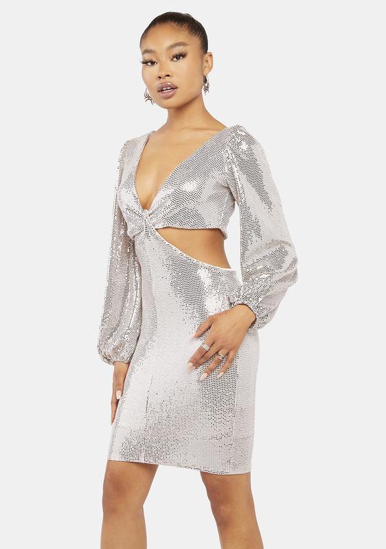 silver sequin mini dress long sleeve