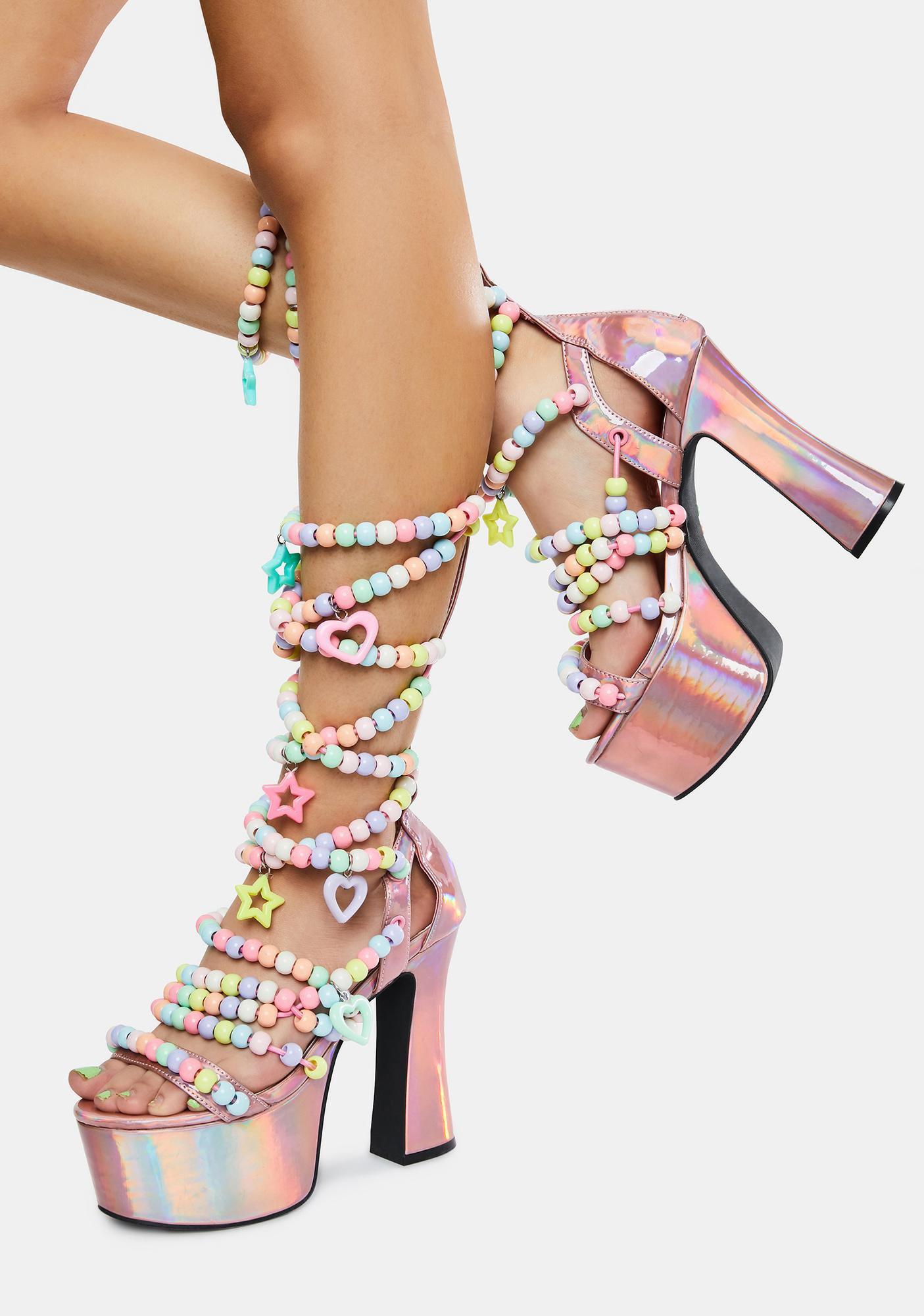 pink holographic heels
