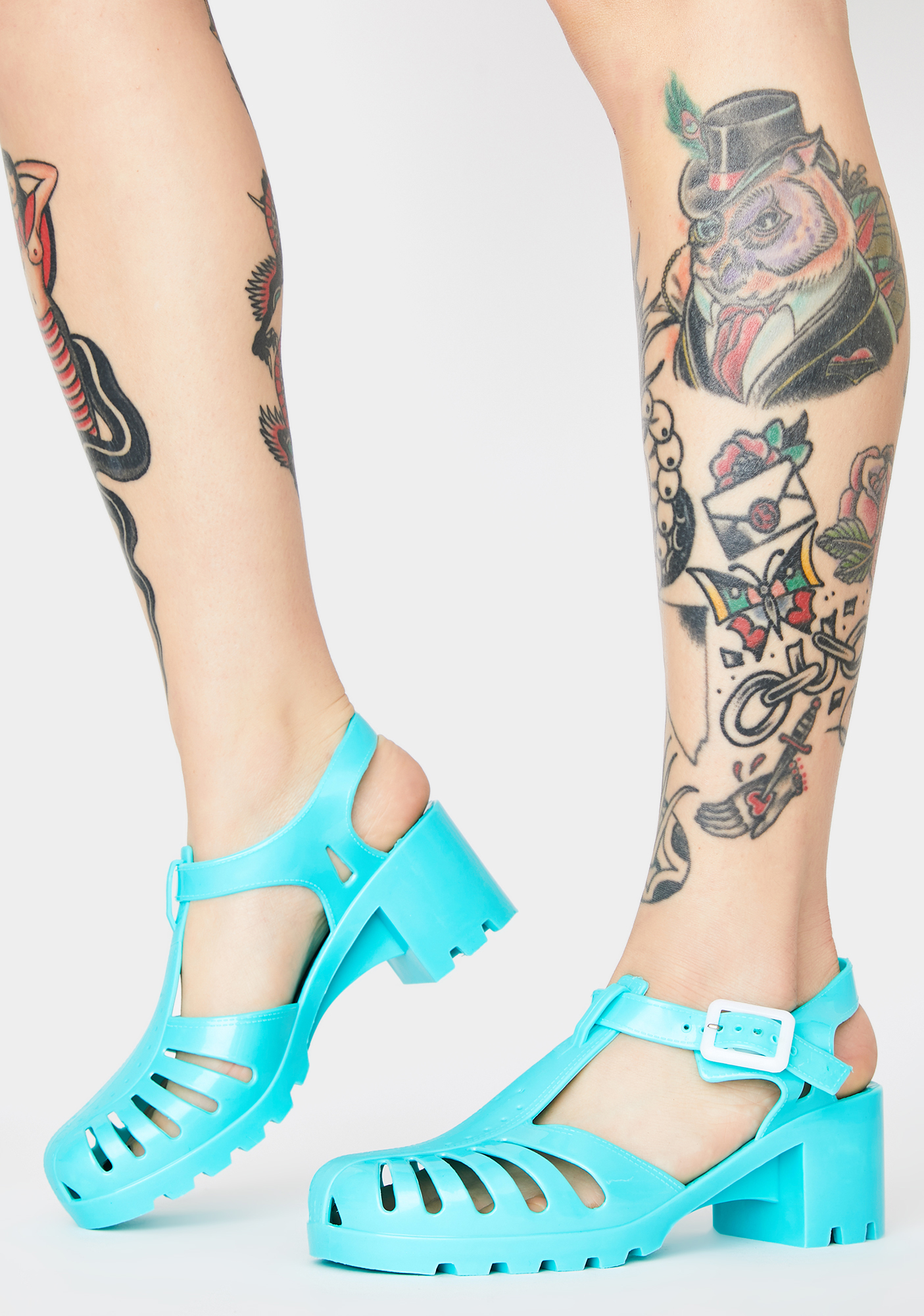 heeled jelly sandals