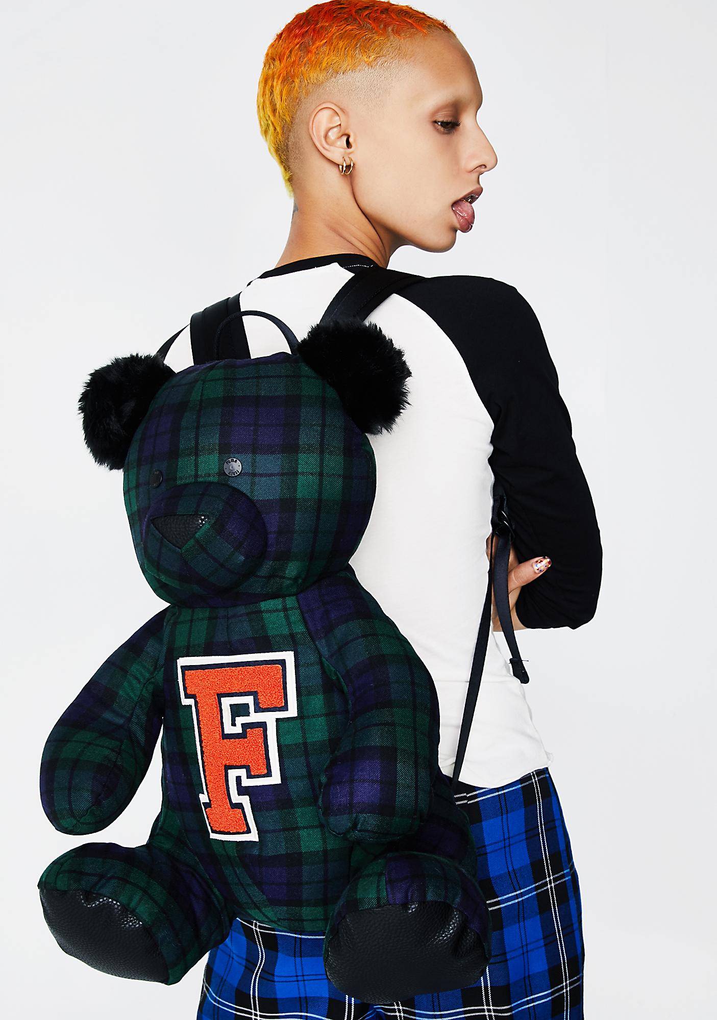 Rihanna Plaid Mascot Bear Backpack 