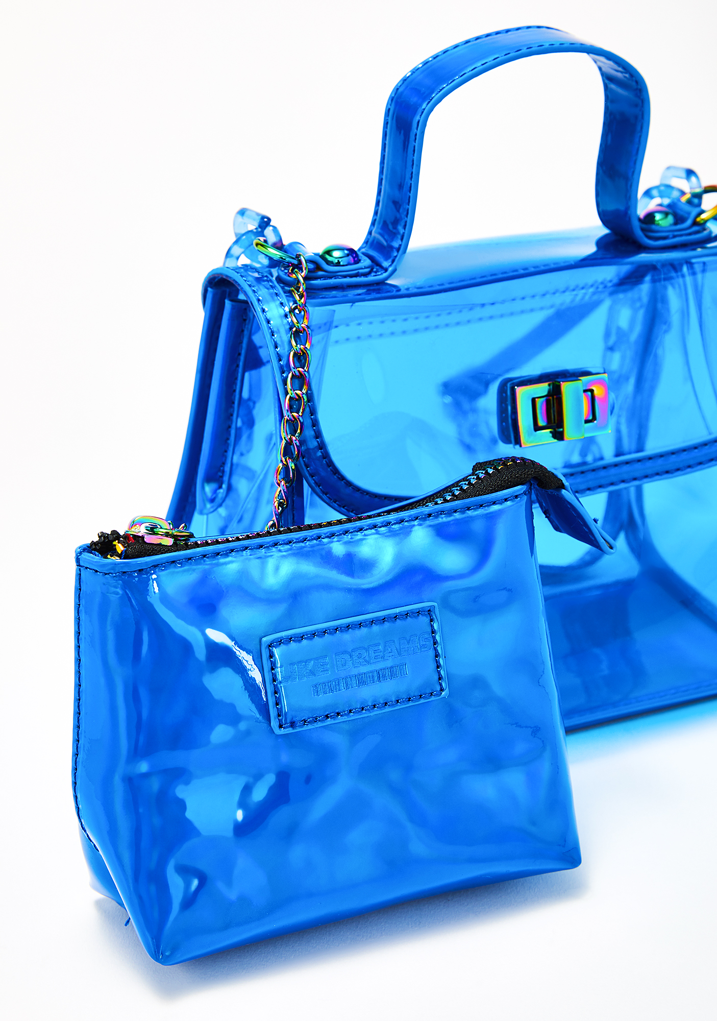 blue clear purse
