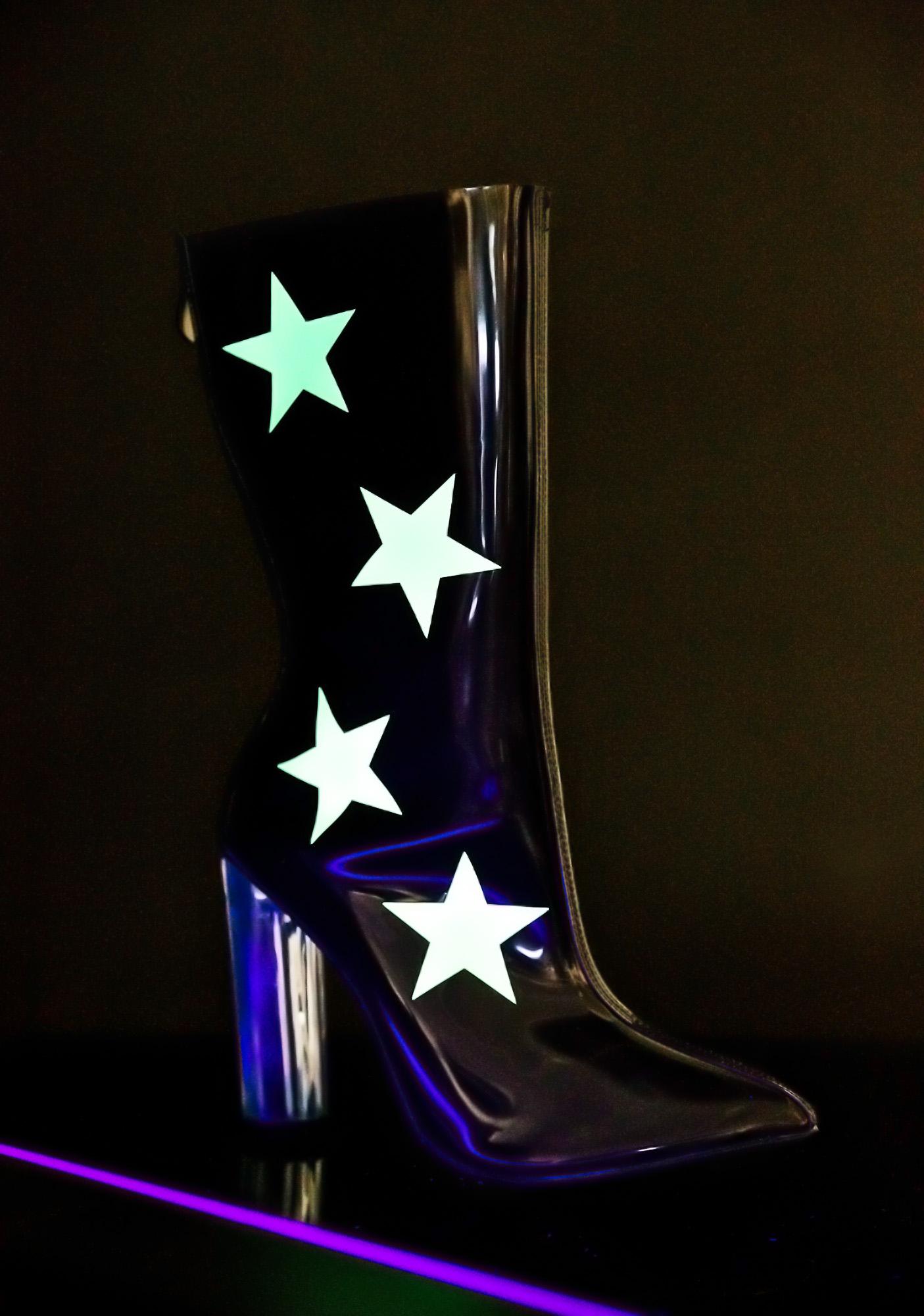 Glowing Vesta Clear Boots | Dolls Kill