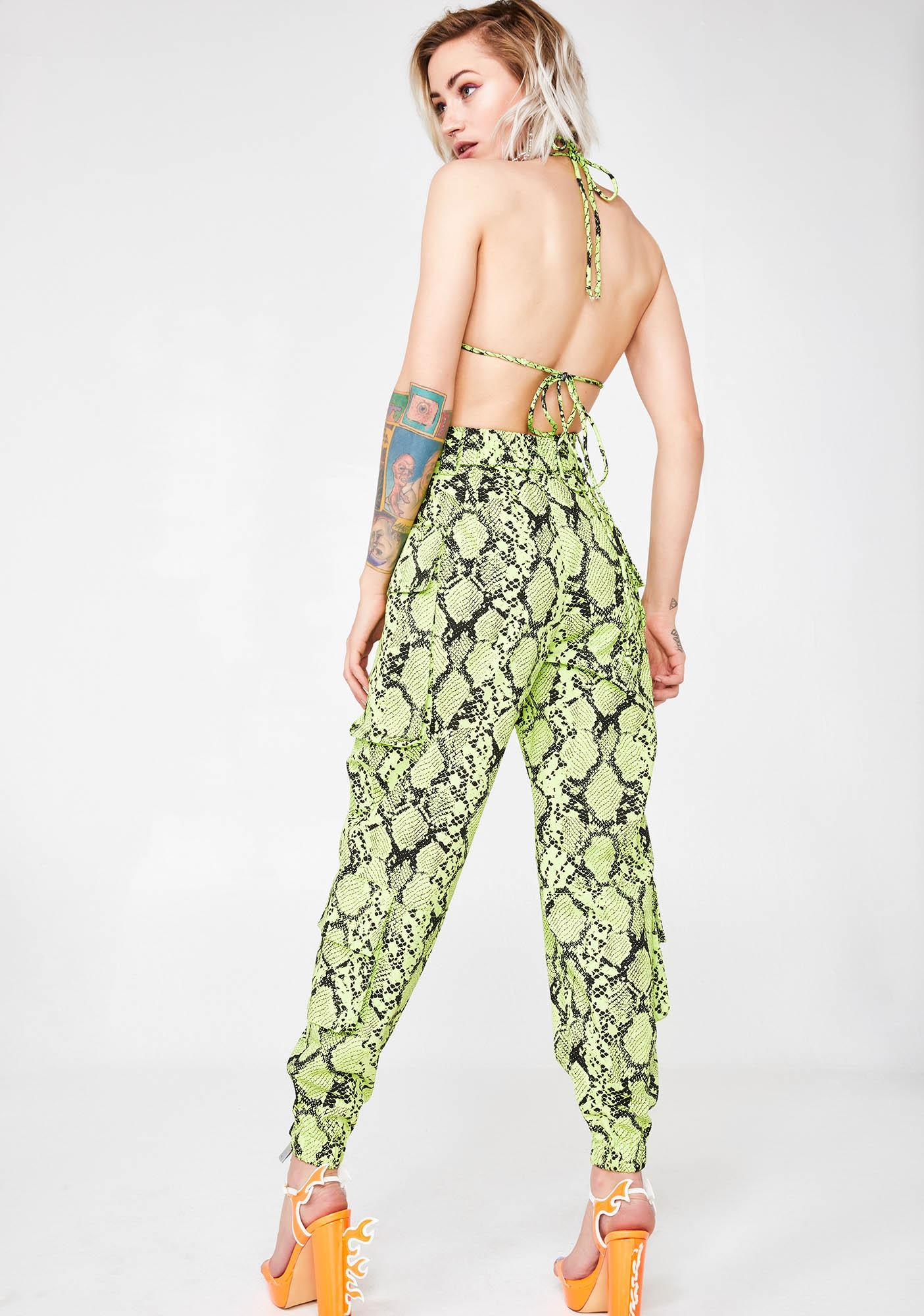 lime green snakeskin jumpsuit