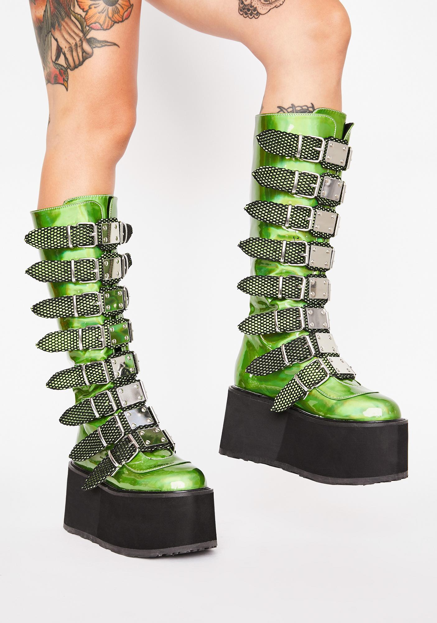 lime green platform boots