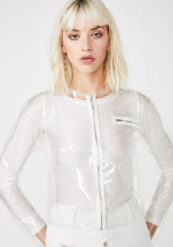 transparent cropped jacket