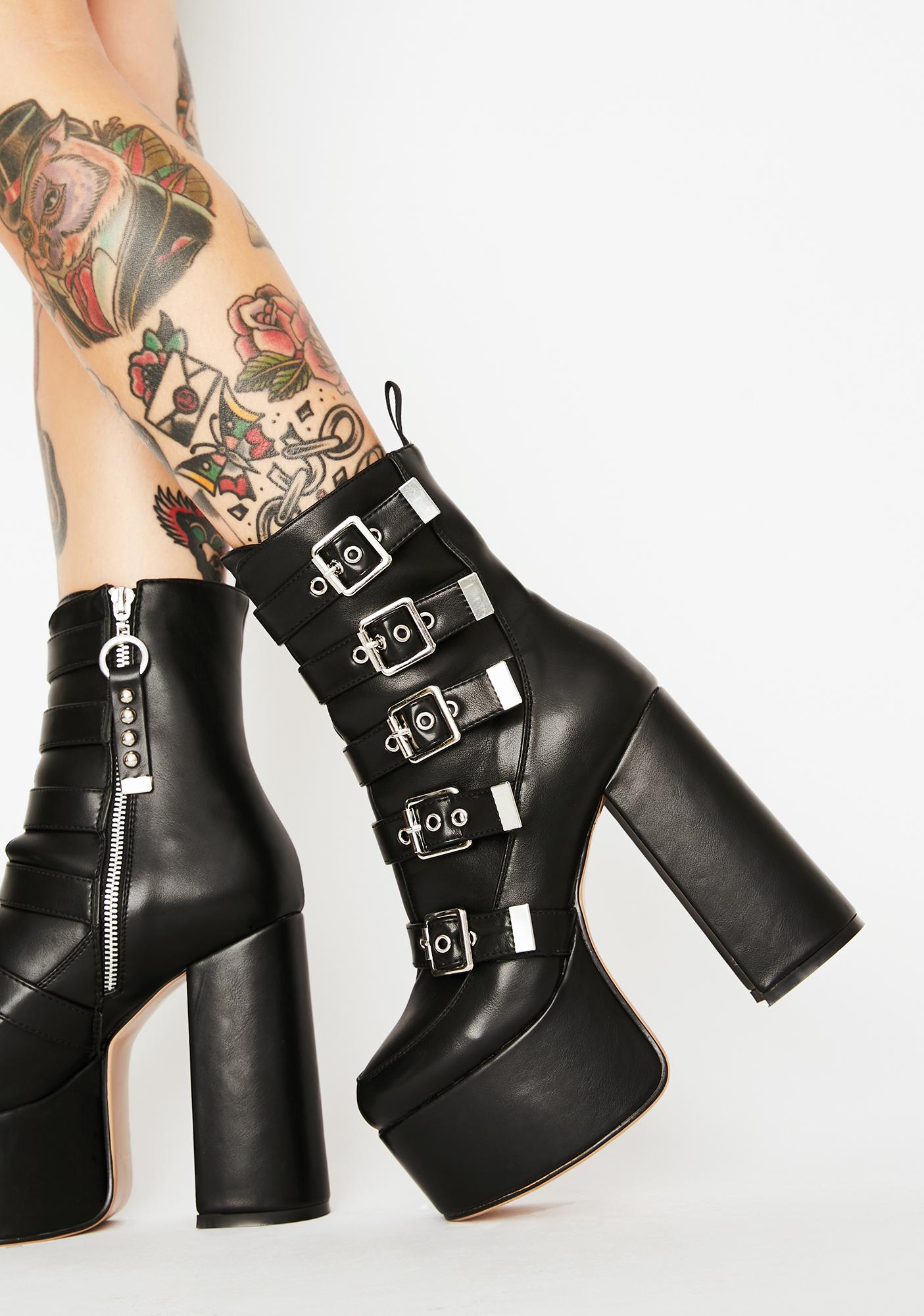 buckle platform ankle boots