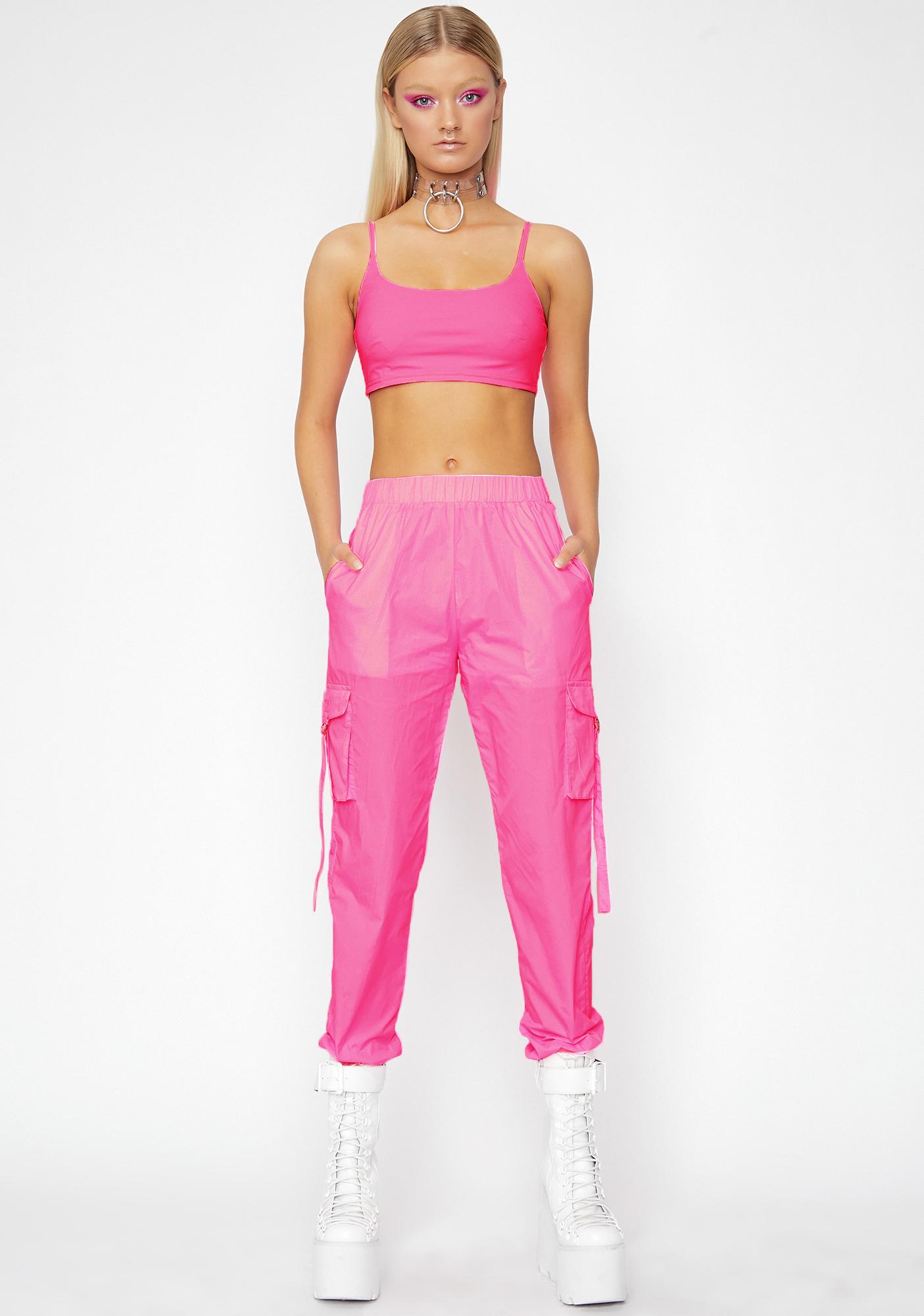 neon pink cargo pants