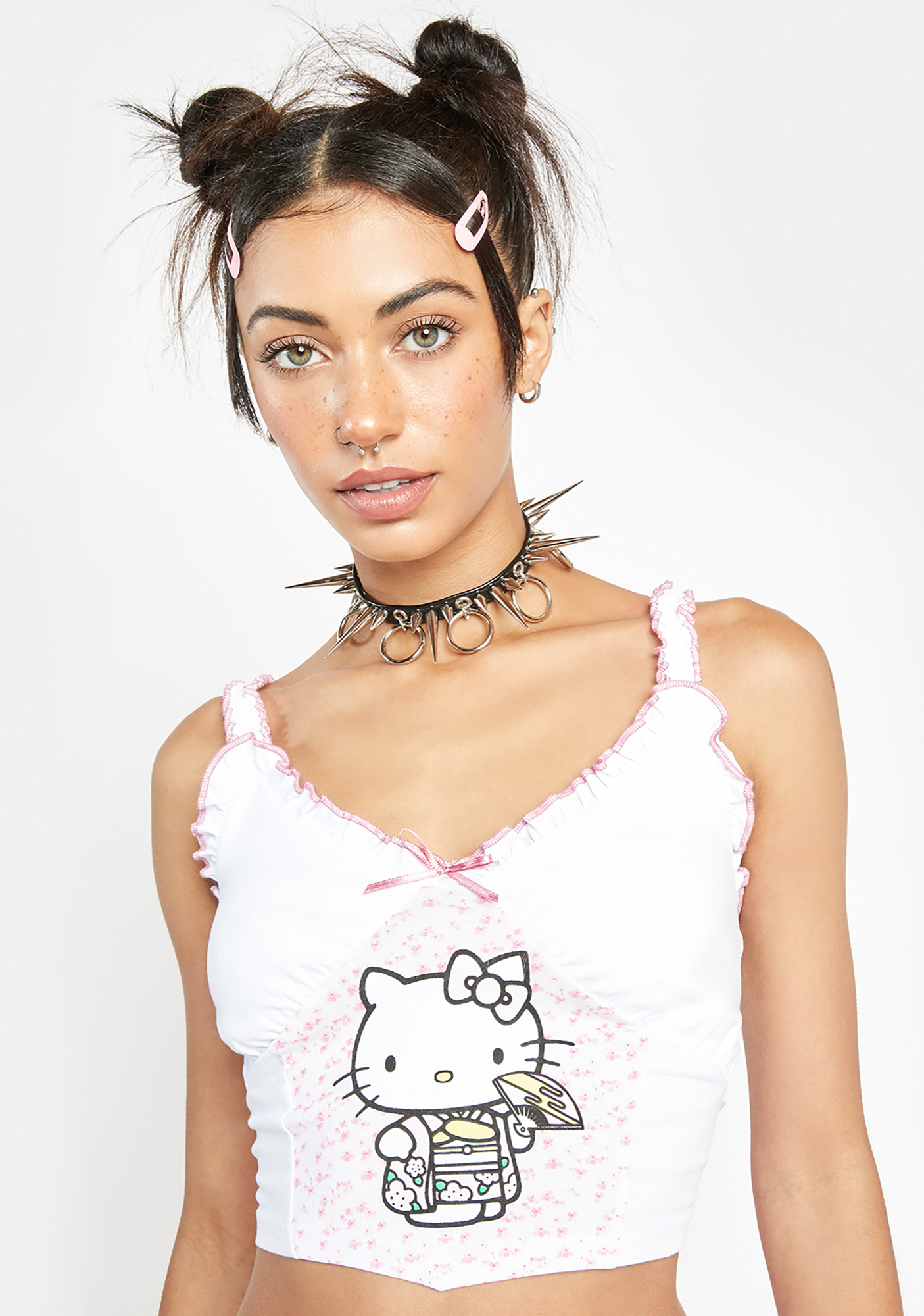 NGOrder Hello Kitty Lettuce Trim Corset Top - White | Dolls Kill