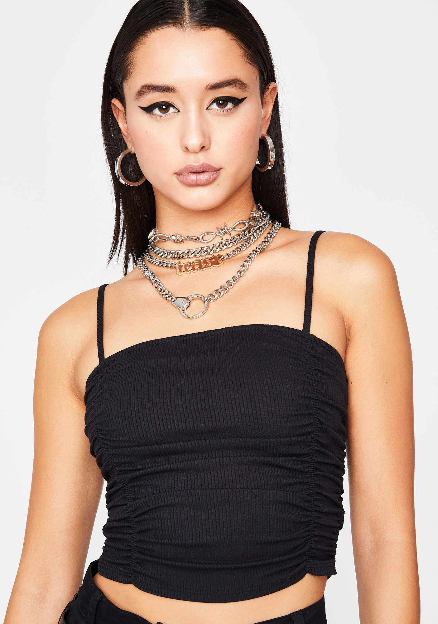 Ruched Cami Tank Crop Top Black Dolls Kill