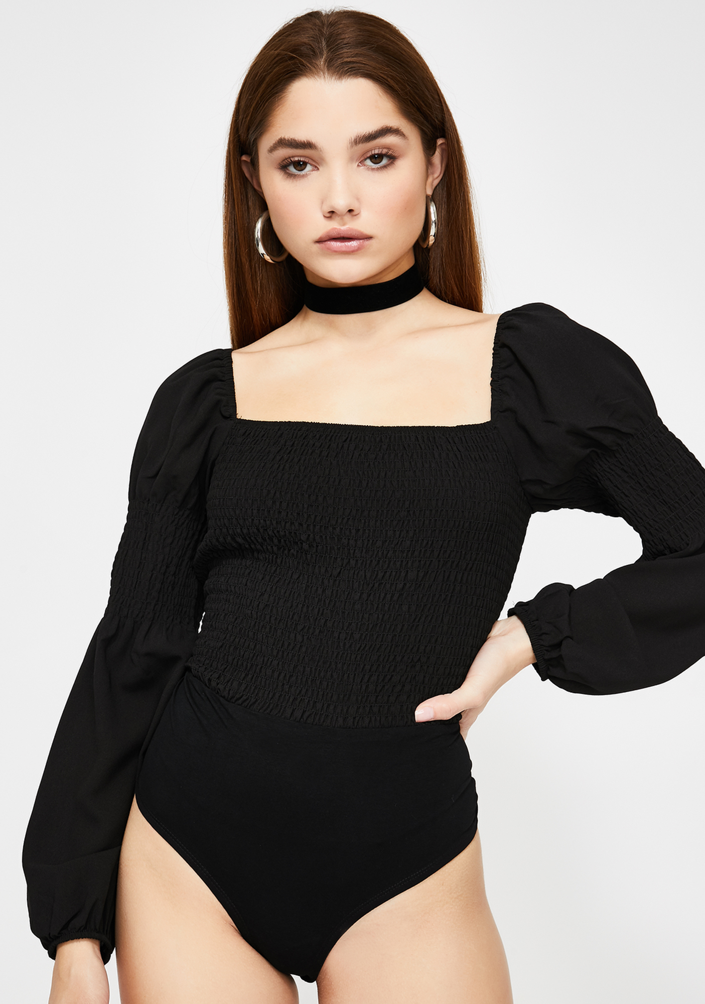 Glamorous Smocked Blouse Bodysuit Dolls Kill