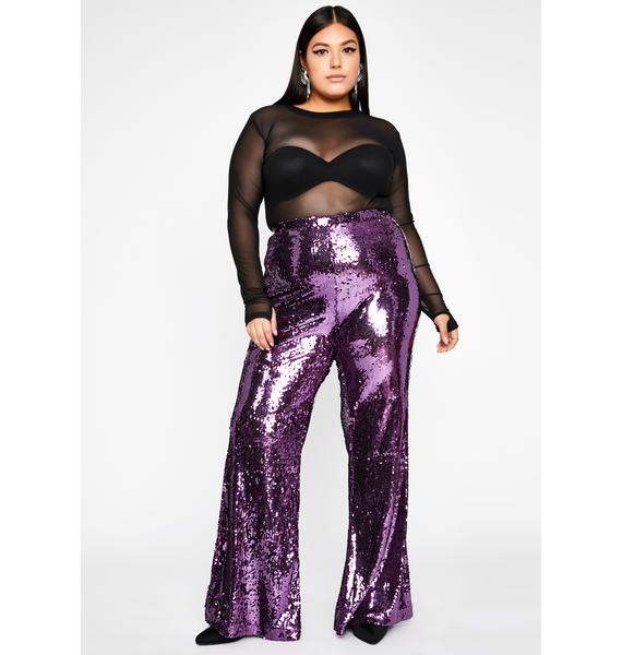 Plus Size Purple Sequin Flare Pants | Dolls Kill