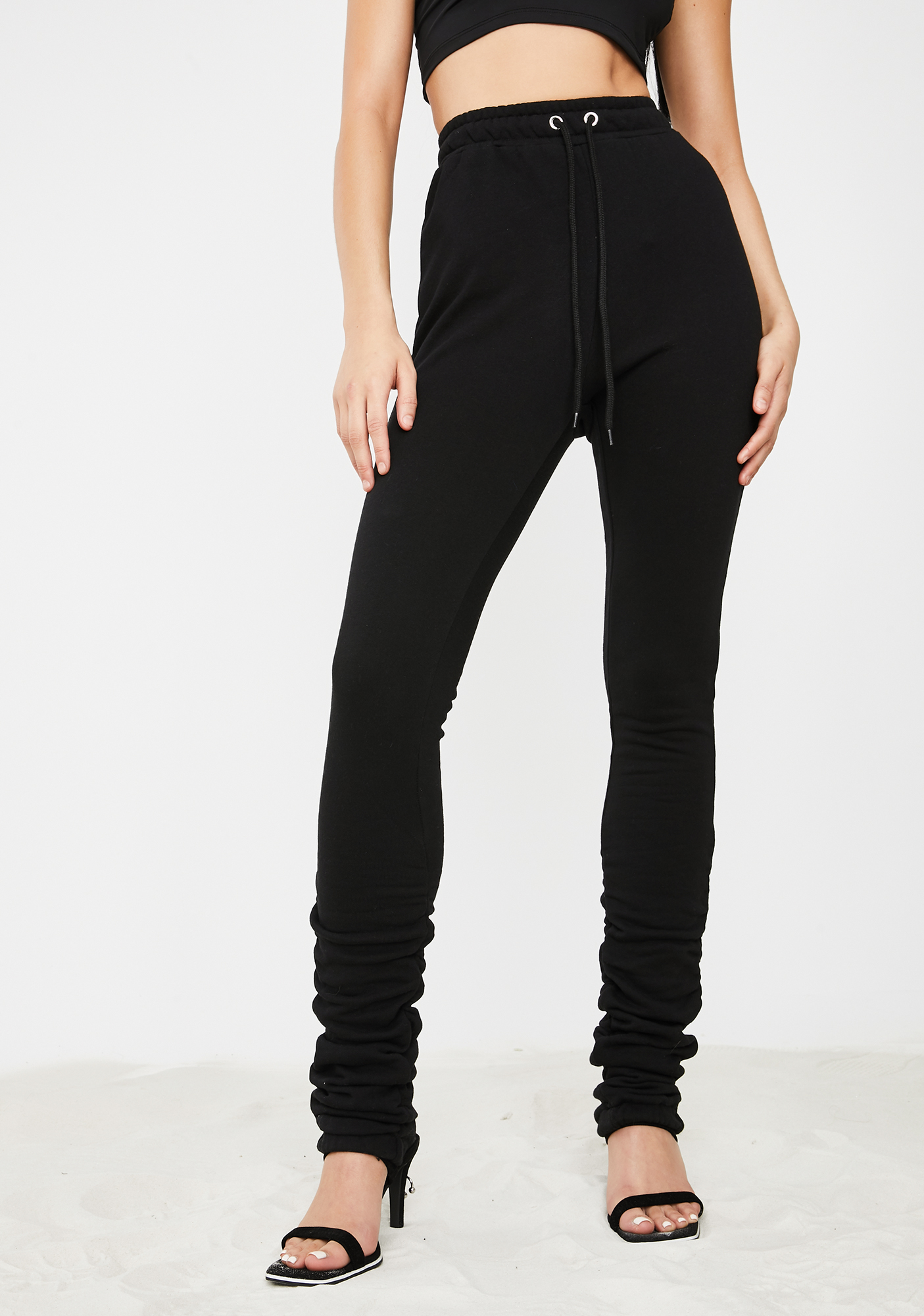 Poster Grl Slim Ruched Joggers Black Dolls Kill