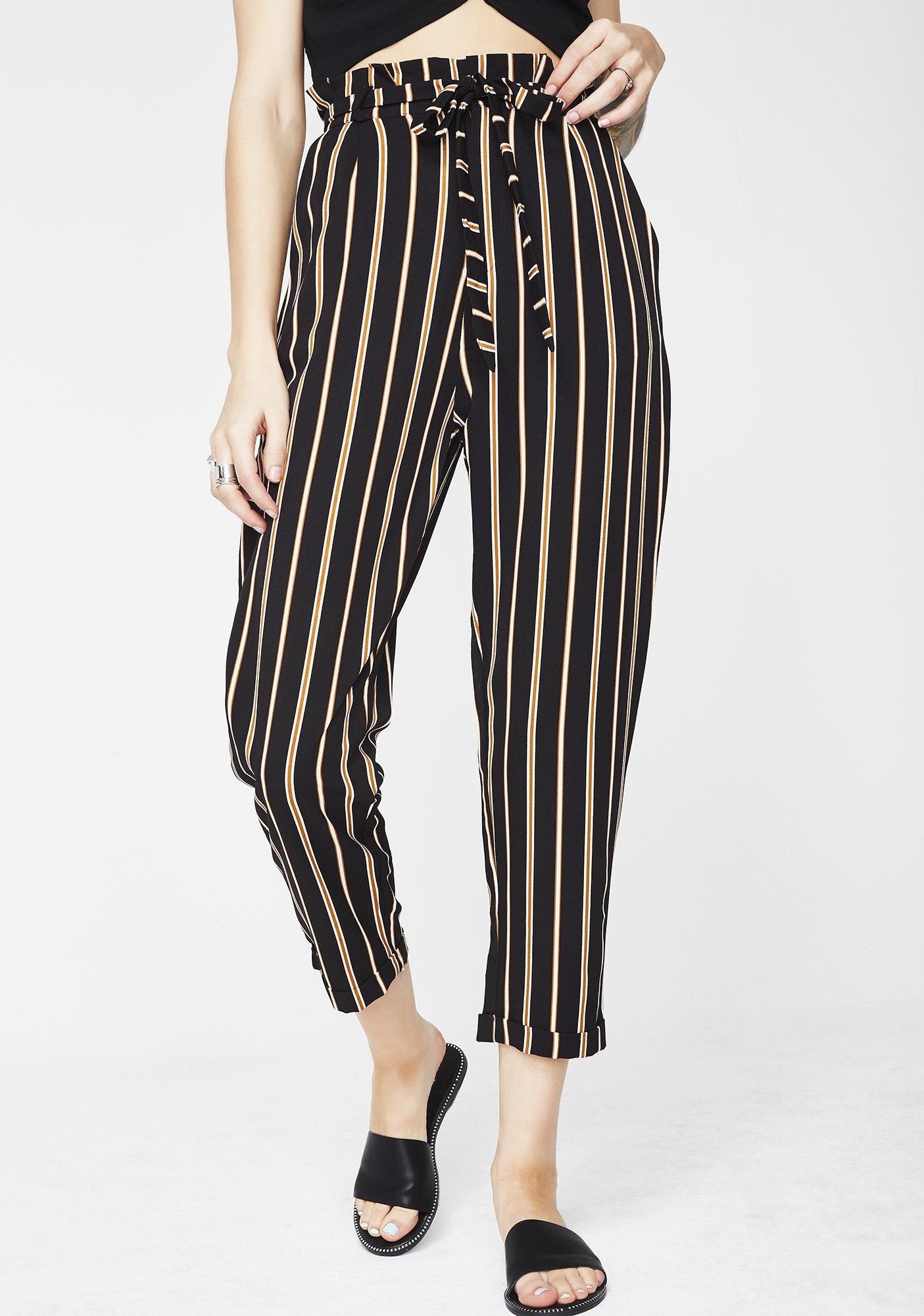 striped straight leg trousers