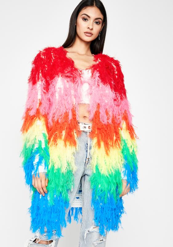 multicolor fringe cardigan