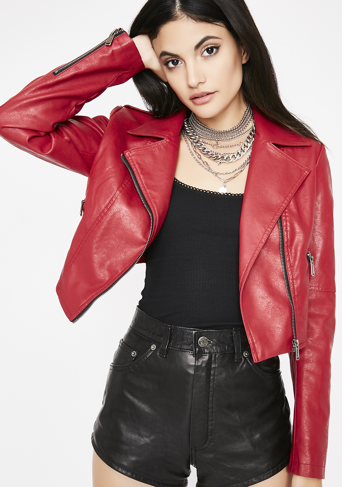 red leather jacket cropped