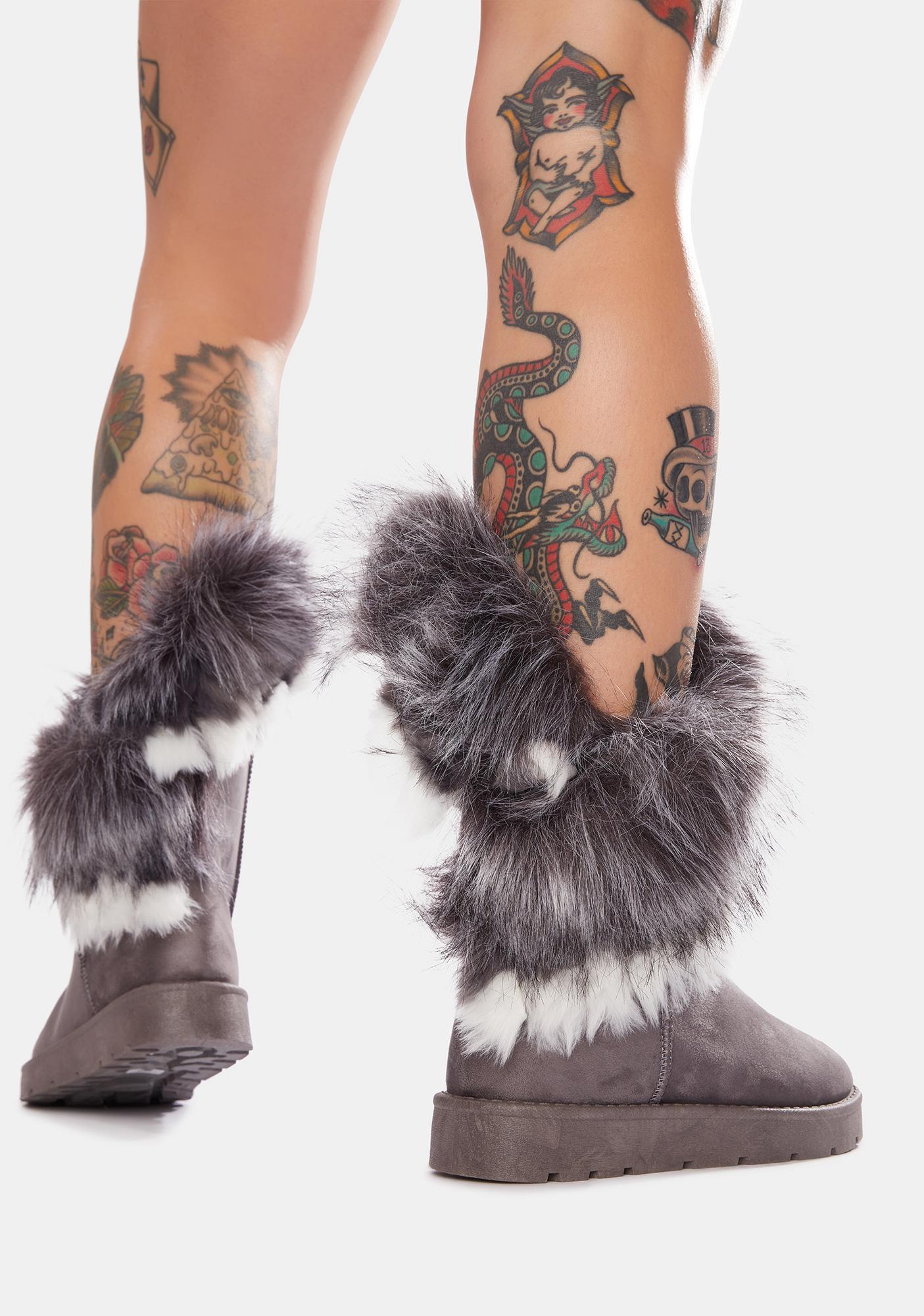 Faux Fur Trim Suede Slip On Boots Gray Dolls Kill   Xvbi2XKAL5uSZbm7xYWlVd3SjMMroRYu 34 