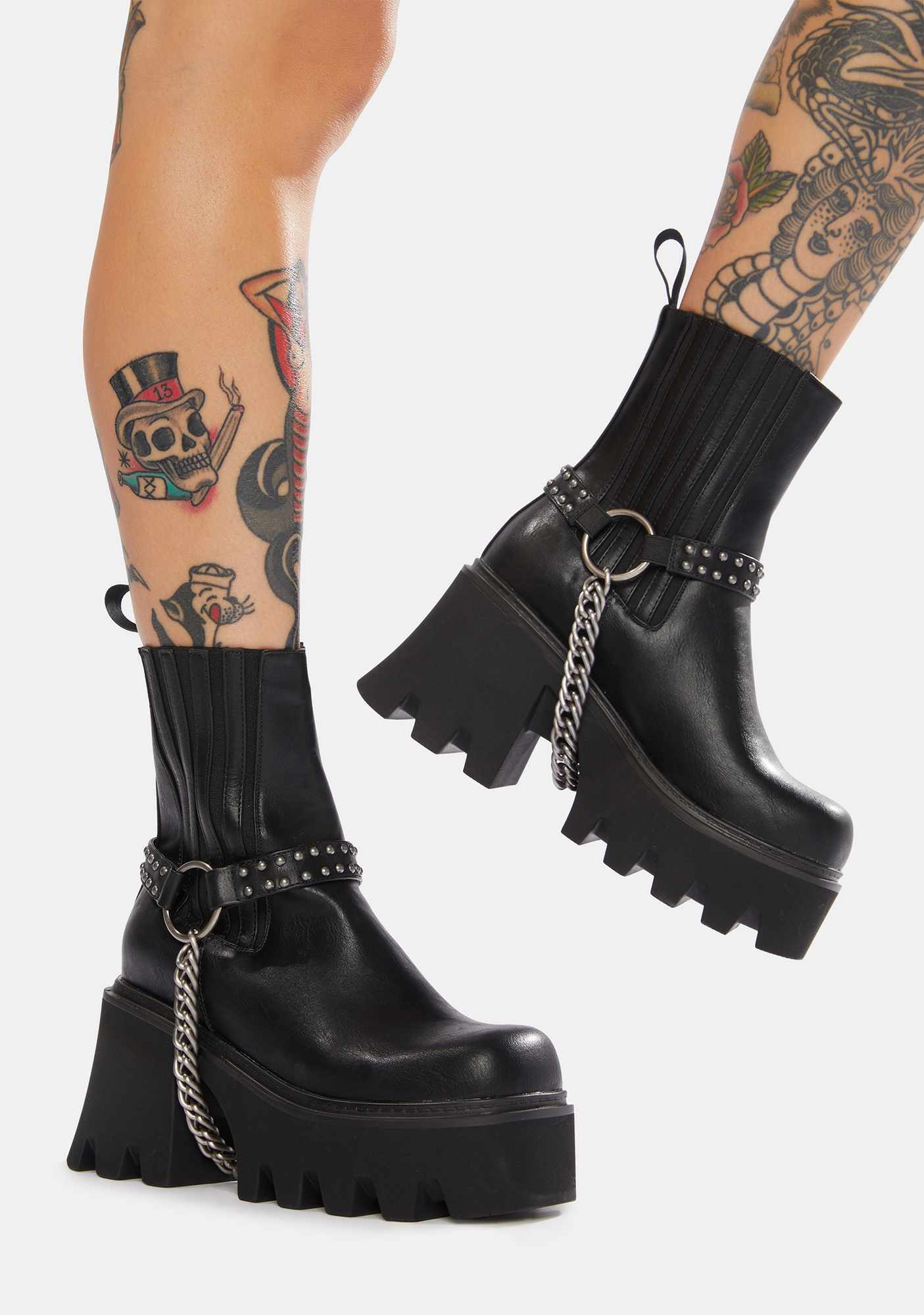 platform boots with chains