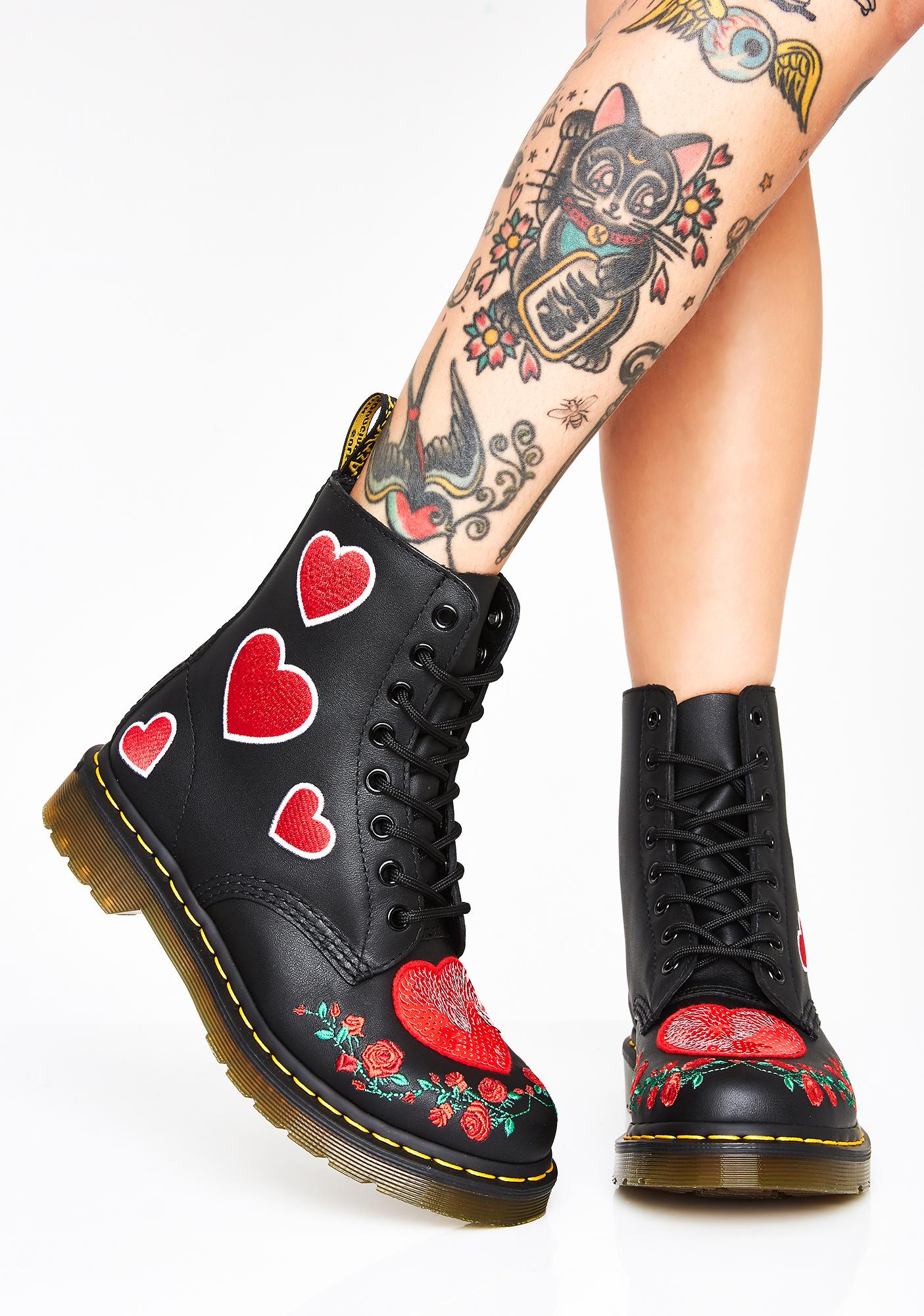 dr martens skull and roses boots