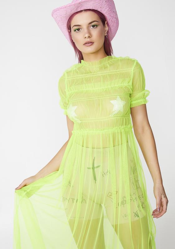 sheer neon dress