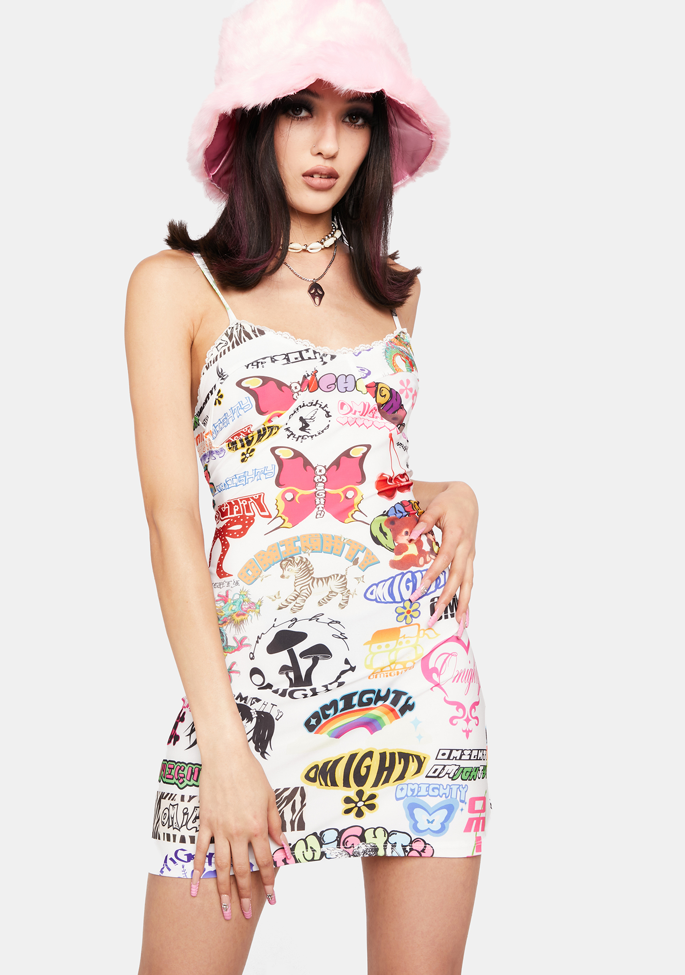 O Mighty Logomania Mini Dress - Multi | Dolls Kill