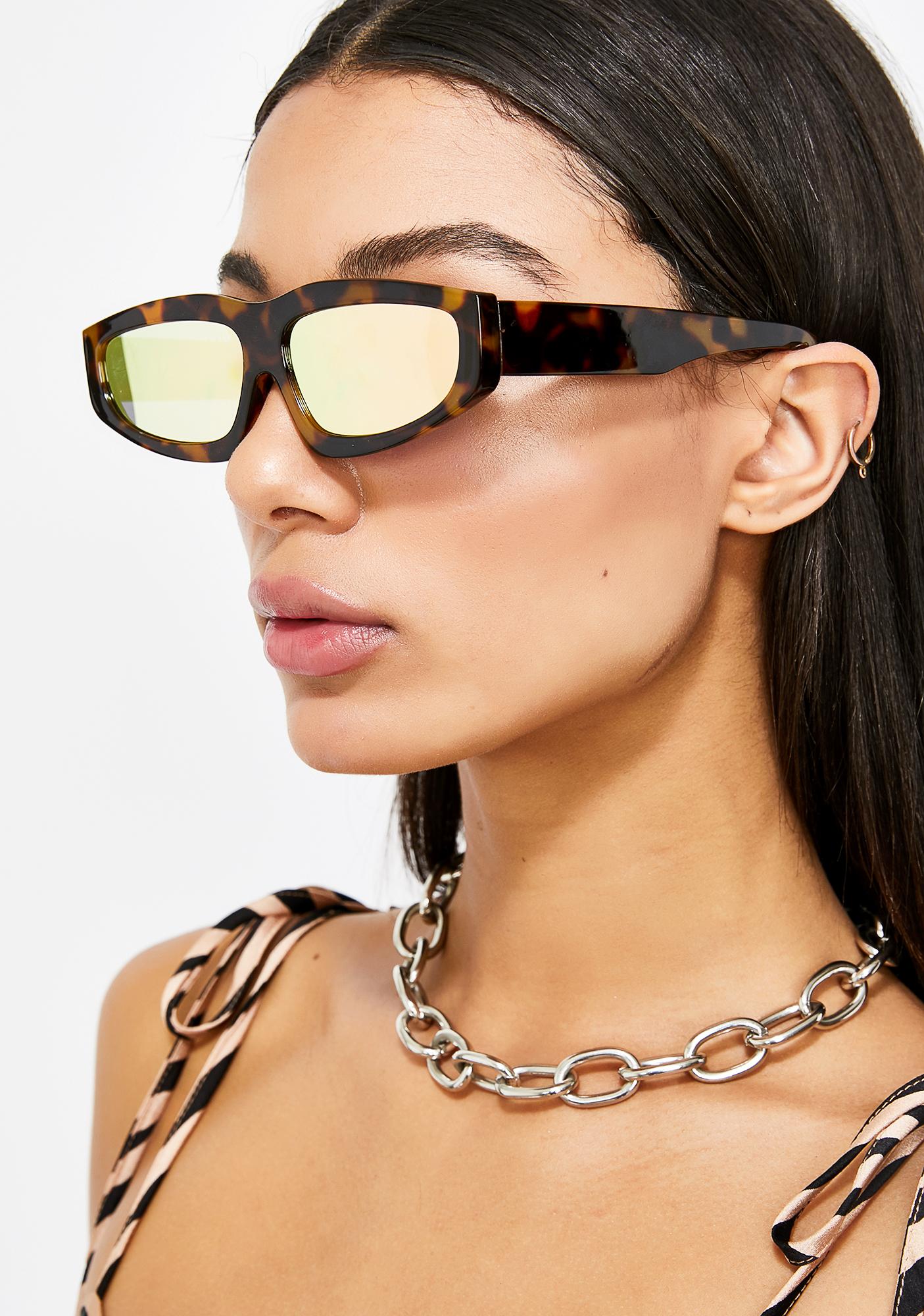 Tortoise Y2K Pop Star Sunglasses Dolls Kill