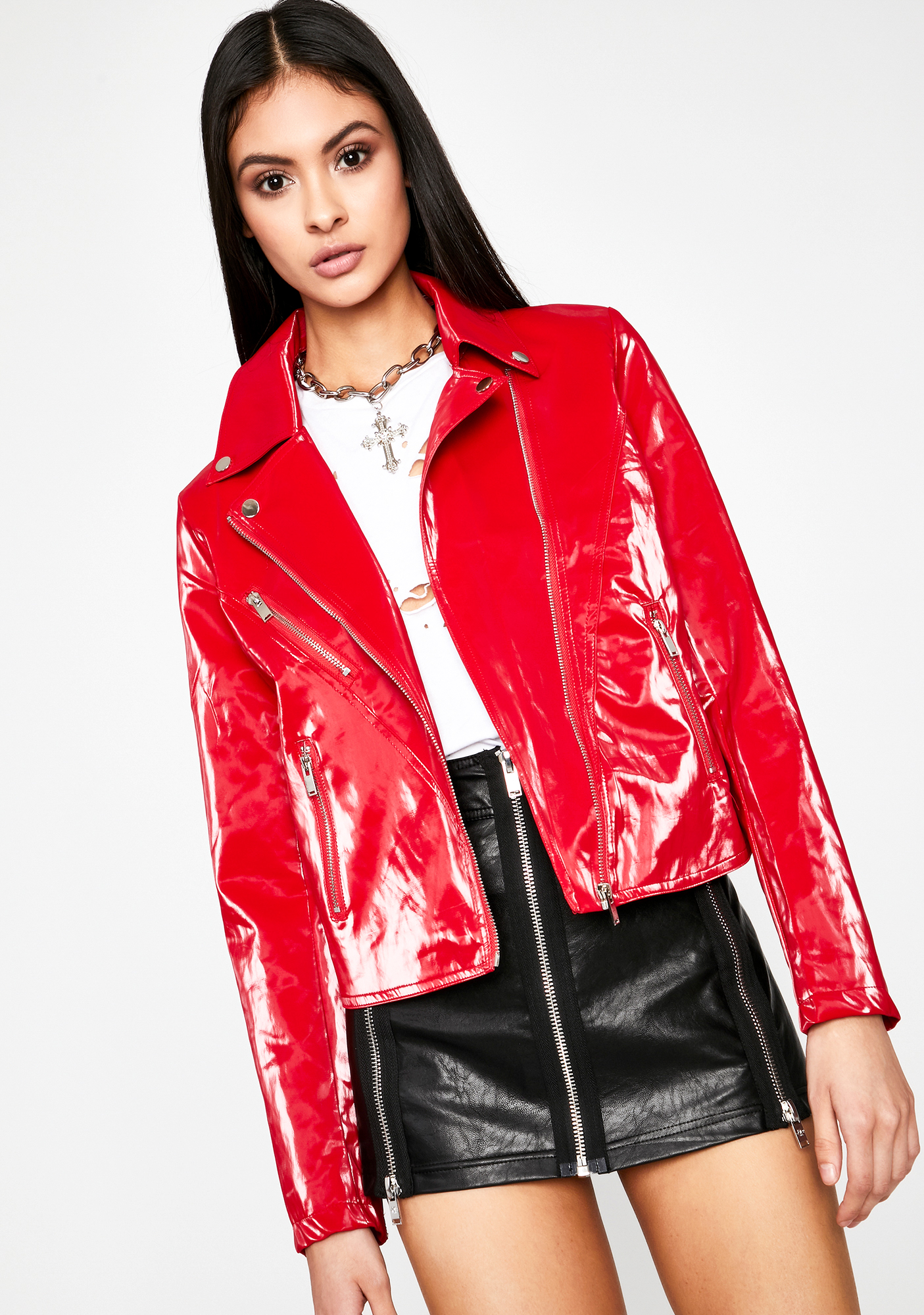 red patent jacket