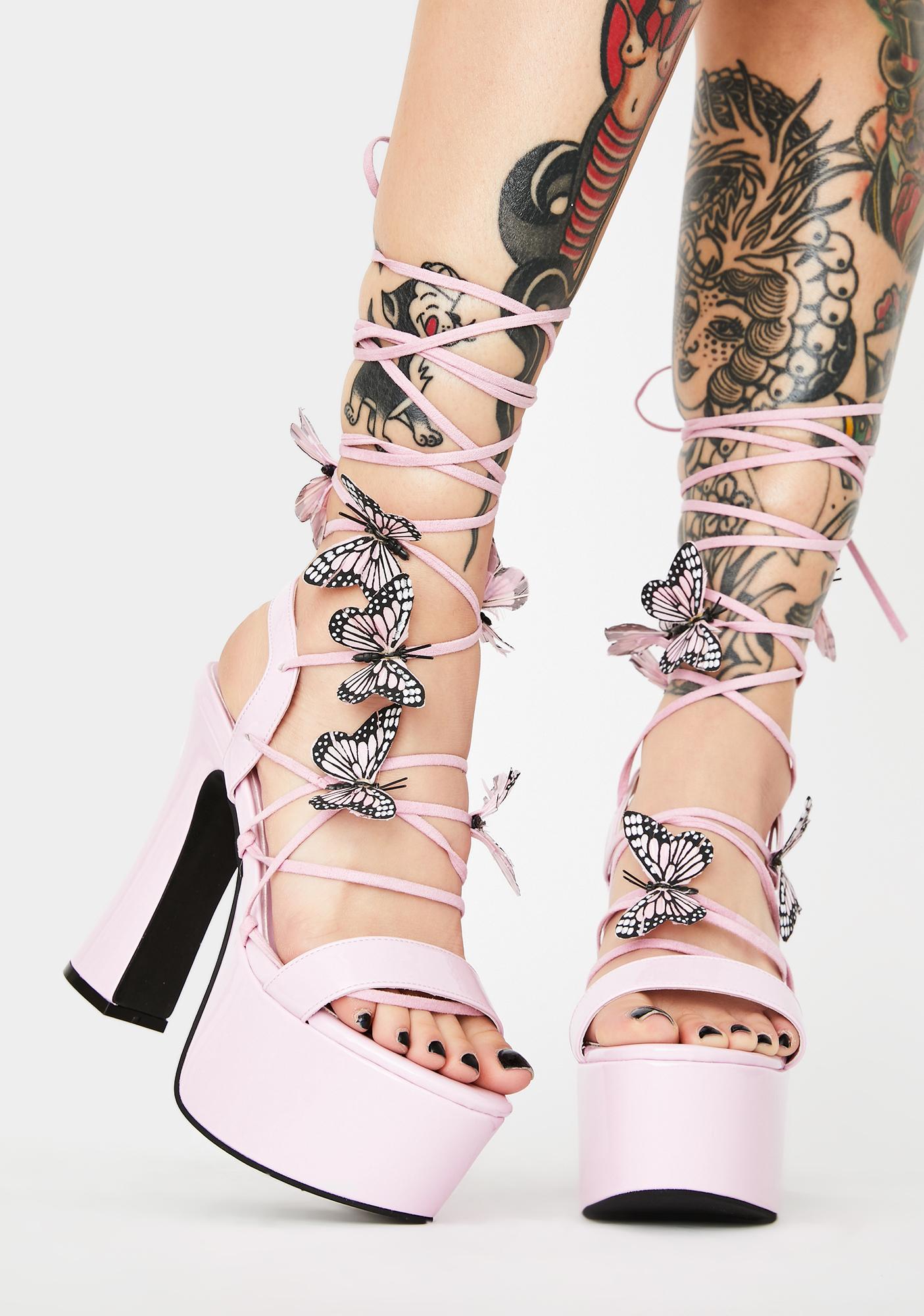 Sugar Thrillz Pastel Butterfly Lace Up 