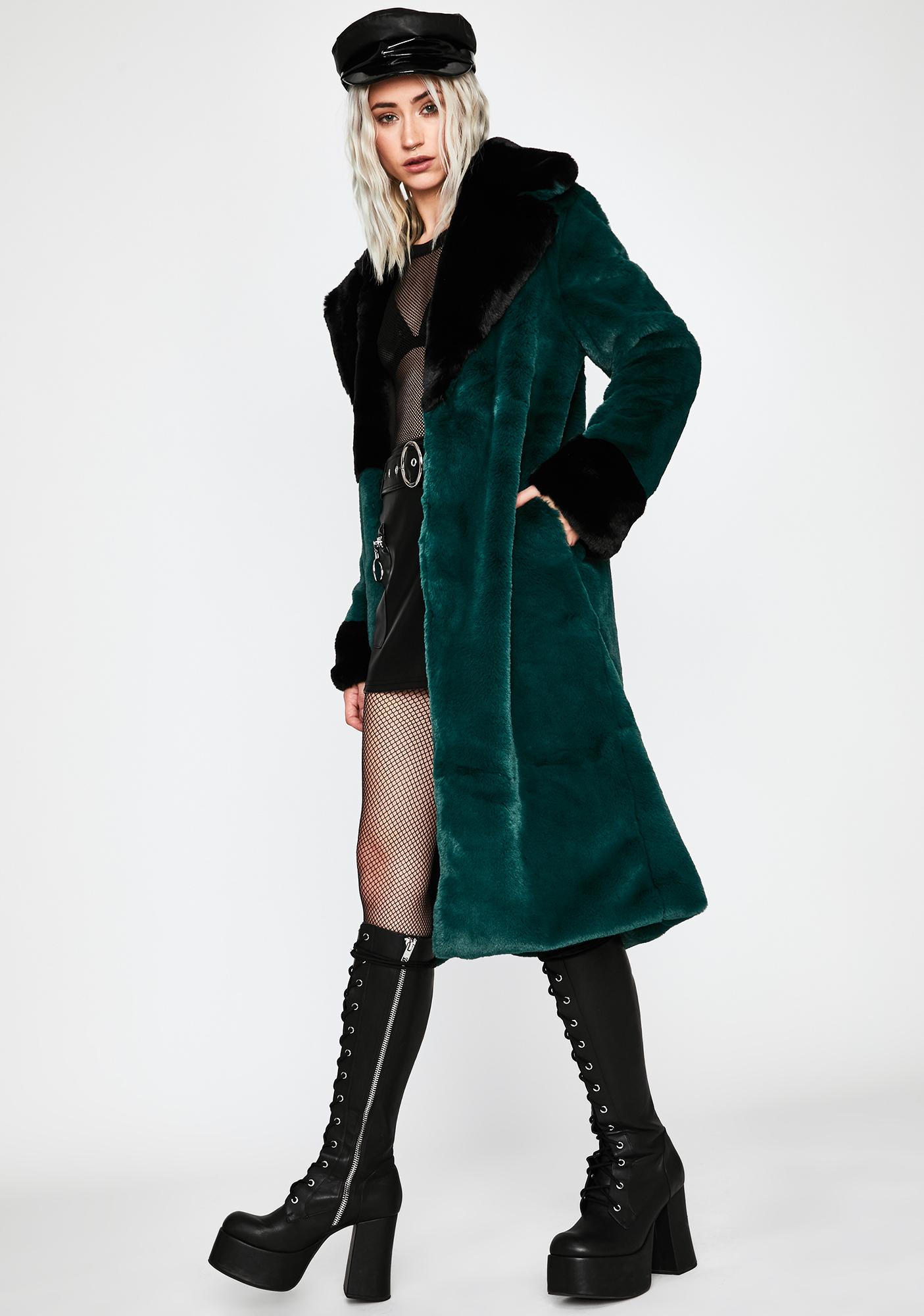 teal fur collar