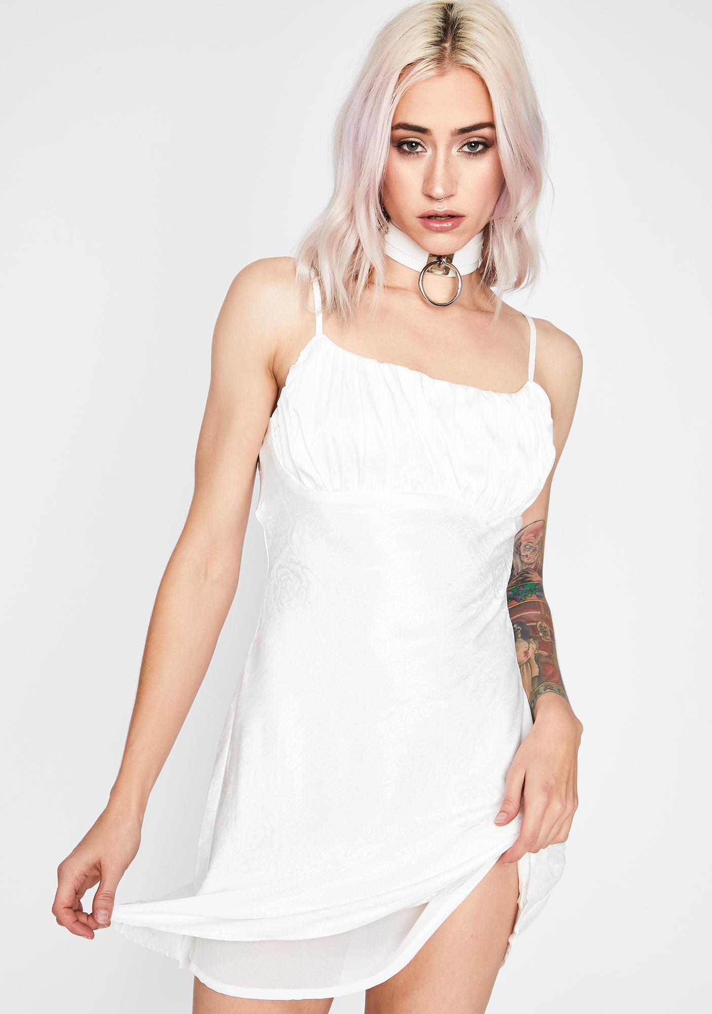 white mini slip dress