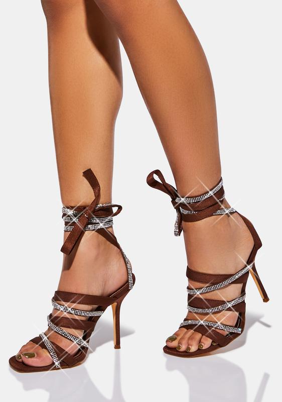 brown wrap heels