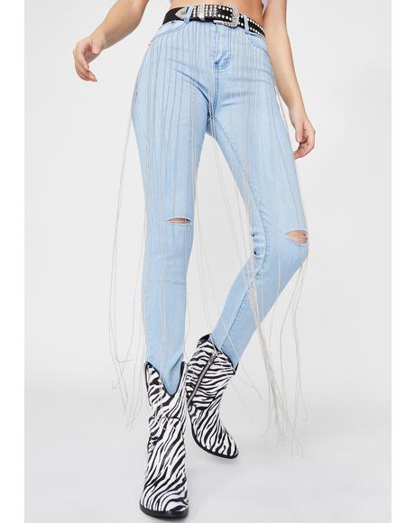 Fallin For Ya Rhinestone Fringe Jeans