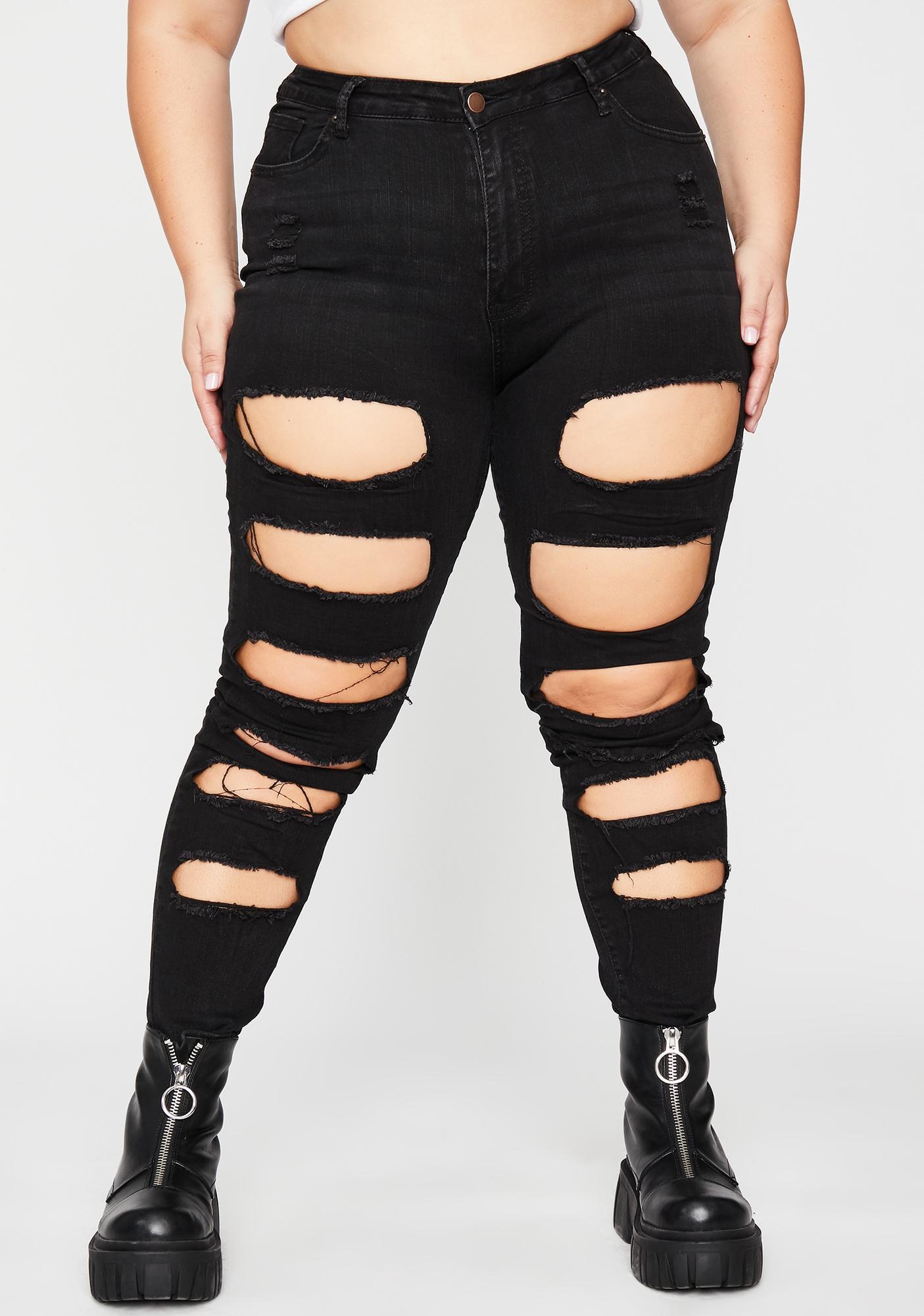 plus black ripped jeans