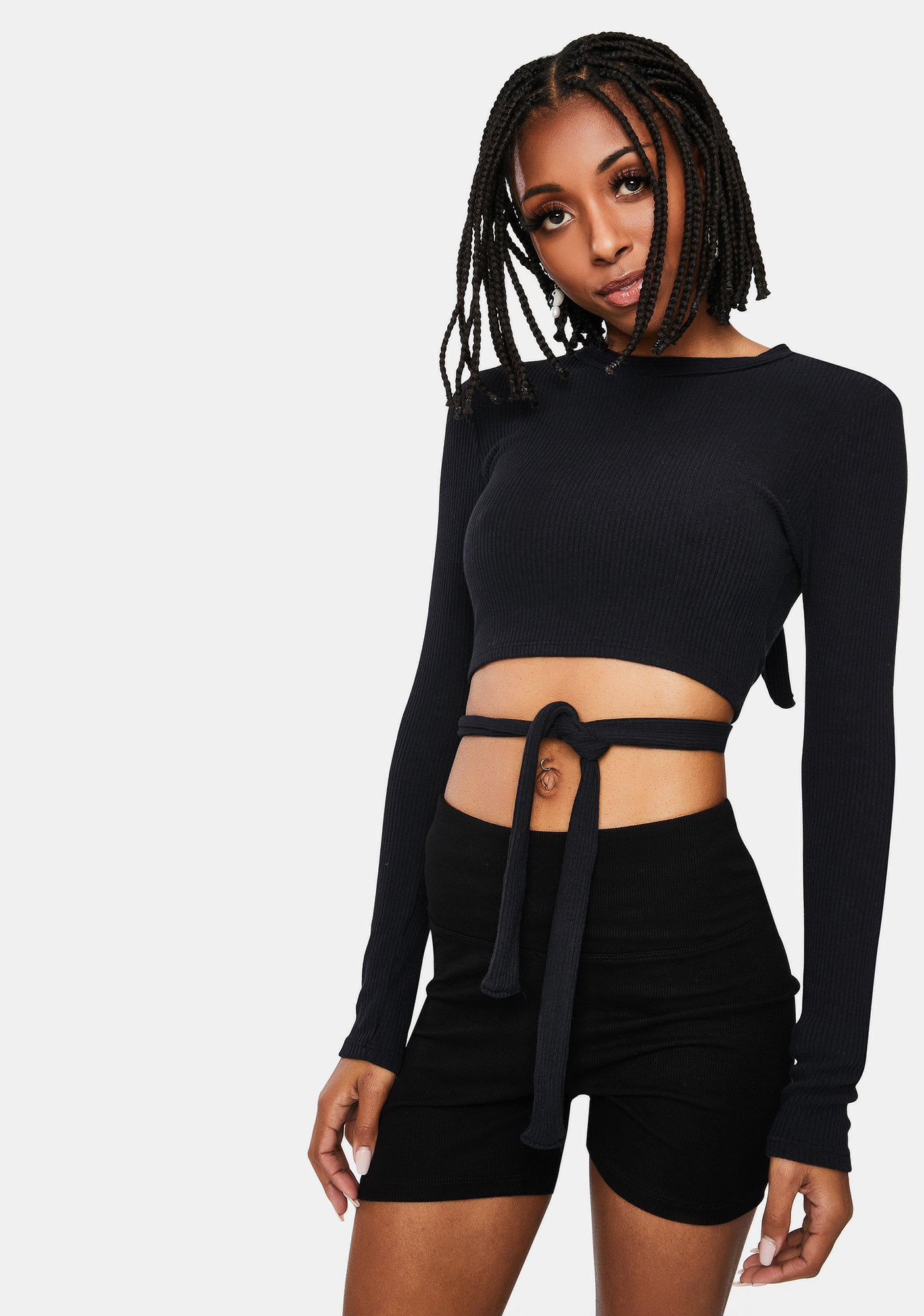 Open Back Tie Closure Top Black Dolls Kill