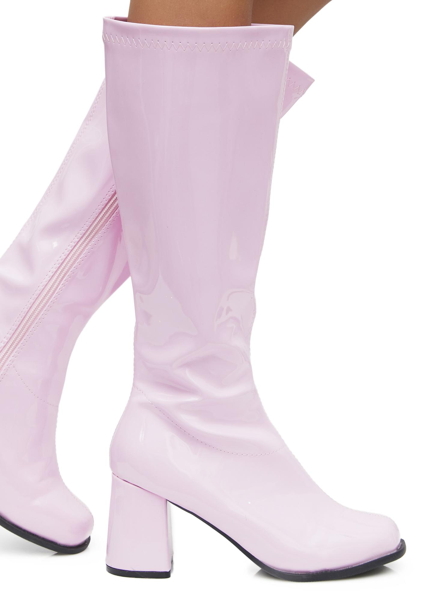 pink gogo boots womens