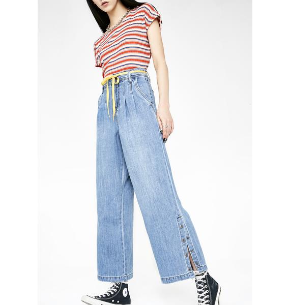 Volcom Womens Skate Date Wide Leg Loose Fit Denim Pant