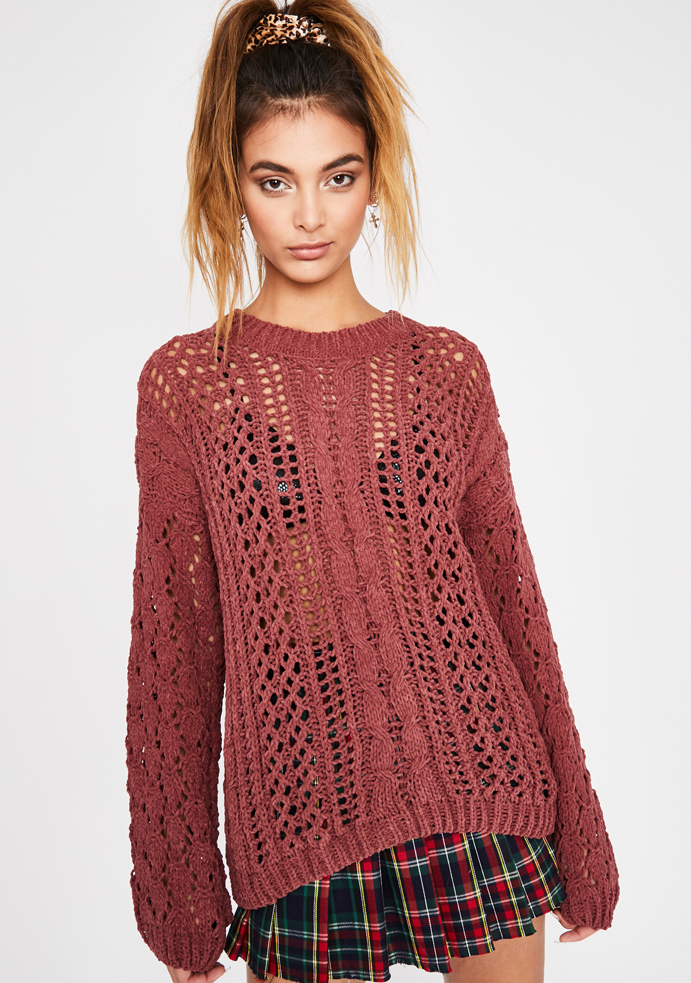 Sheer Cable Knit Sweater Sienna | Dolls Kill