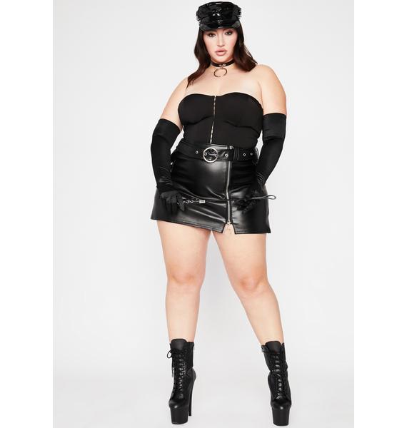 Plus Size Strapless Corset Bodysuit Front Zip Black | Dolls Kill