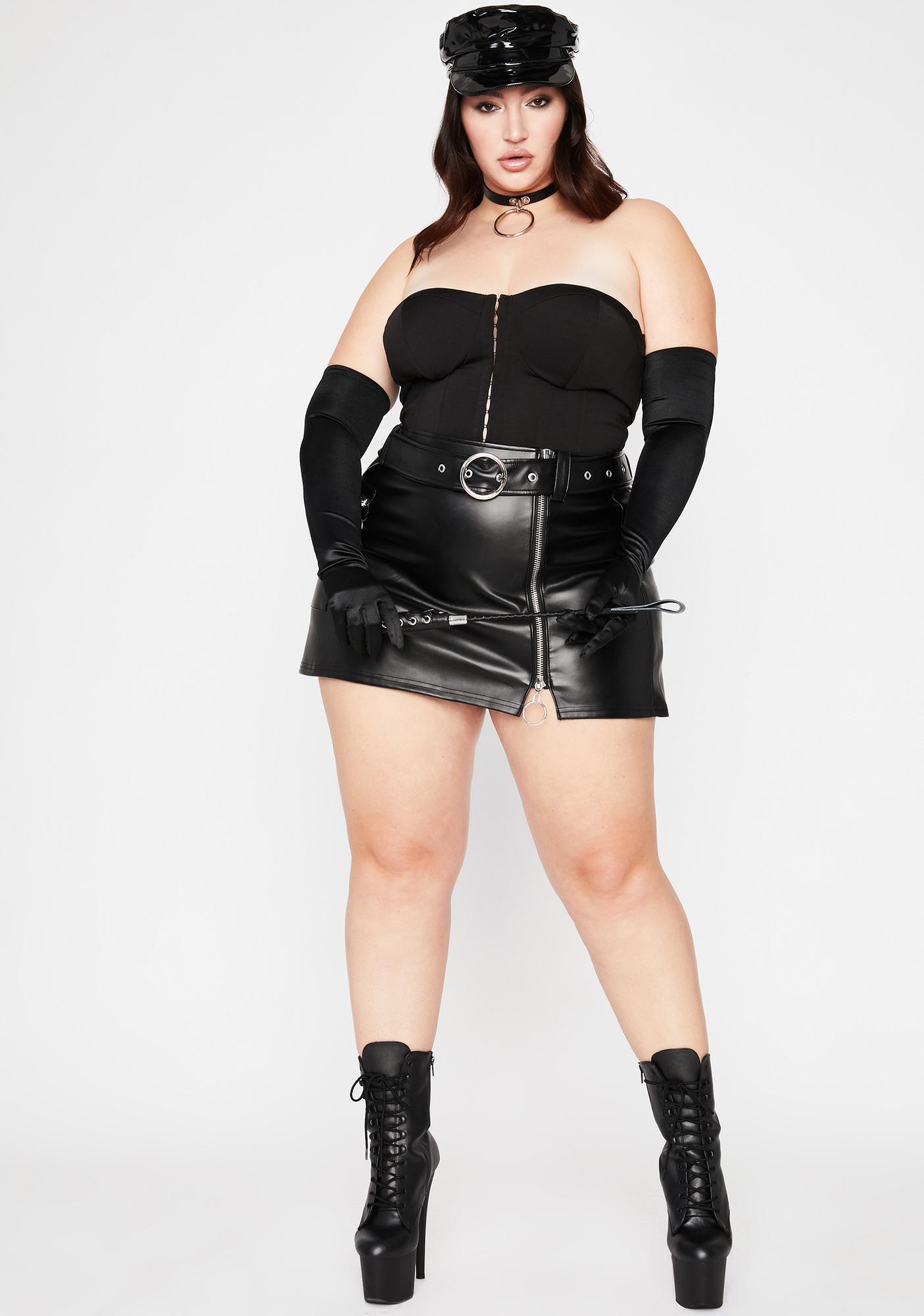 Plus Size Strapless Corset Bodysuit Front Zip Black | Dolls Kill