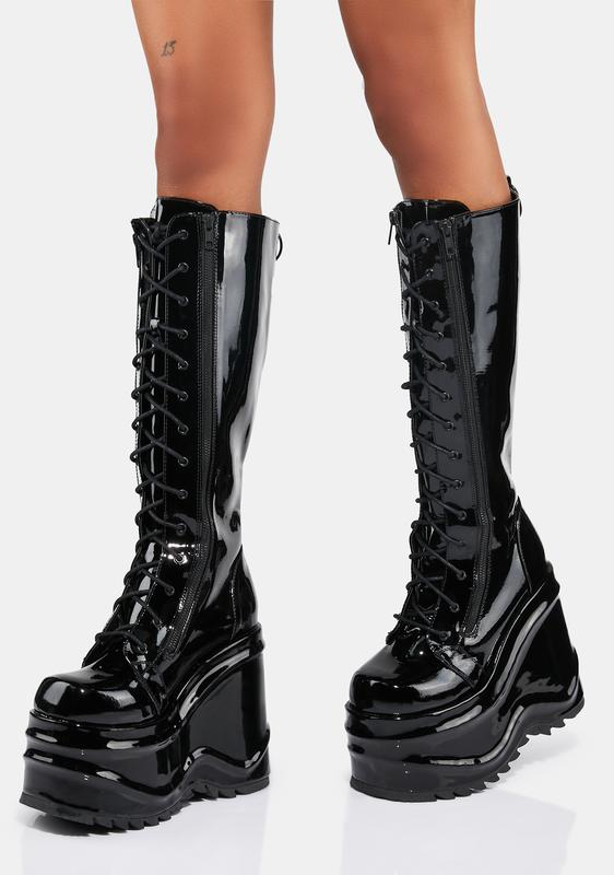 demonia patent boots