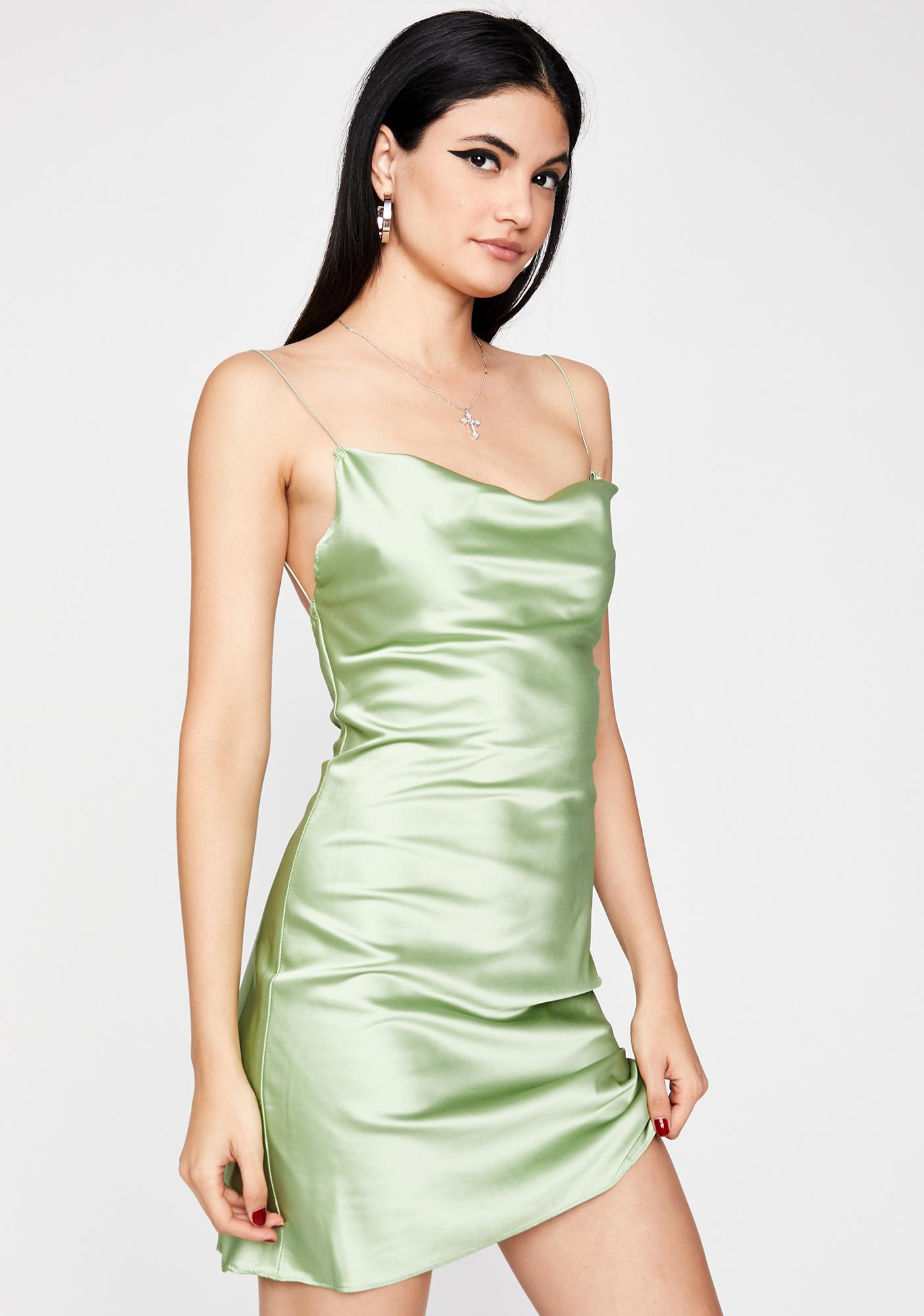 sage green slip dress short