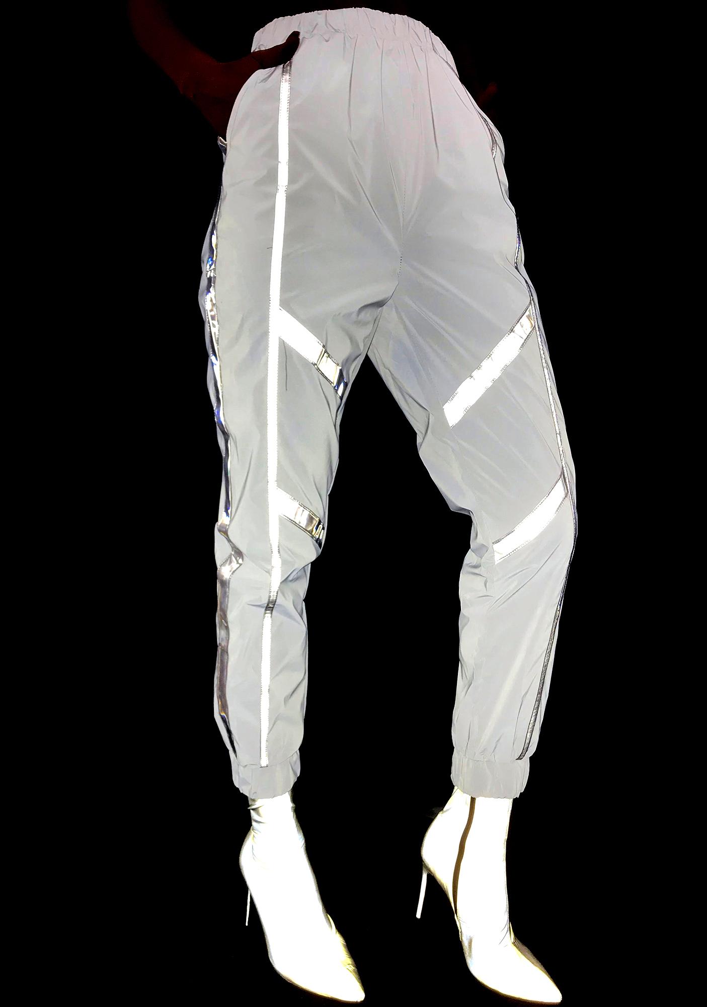 white reflective joggers