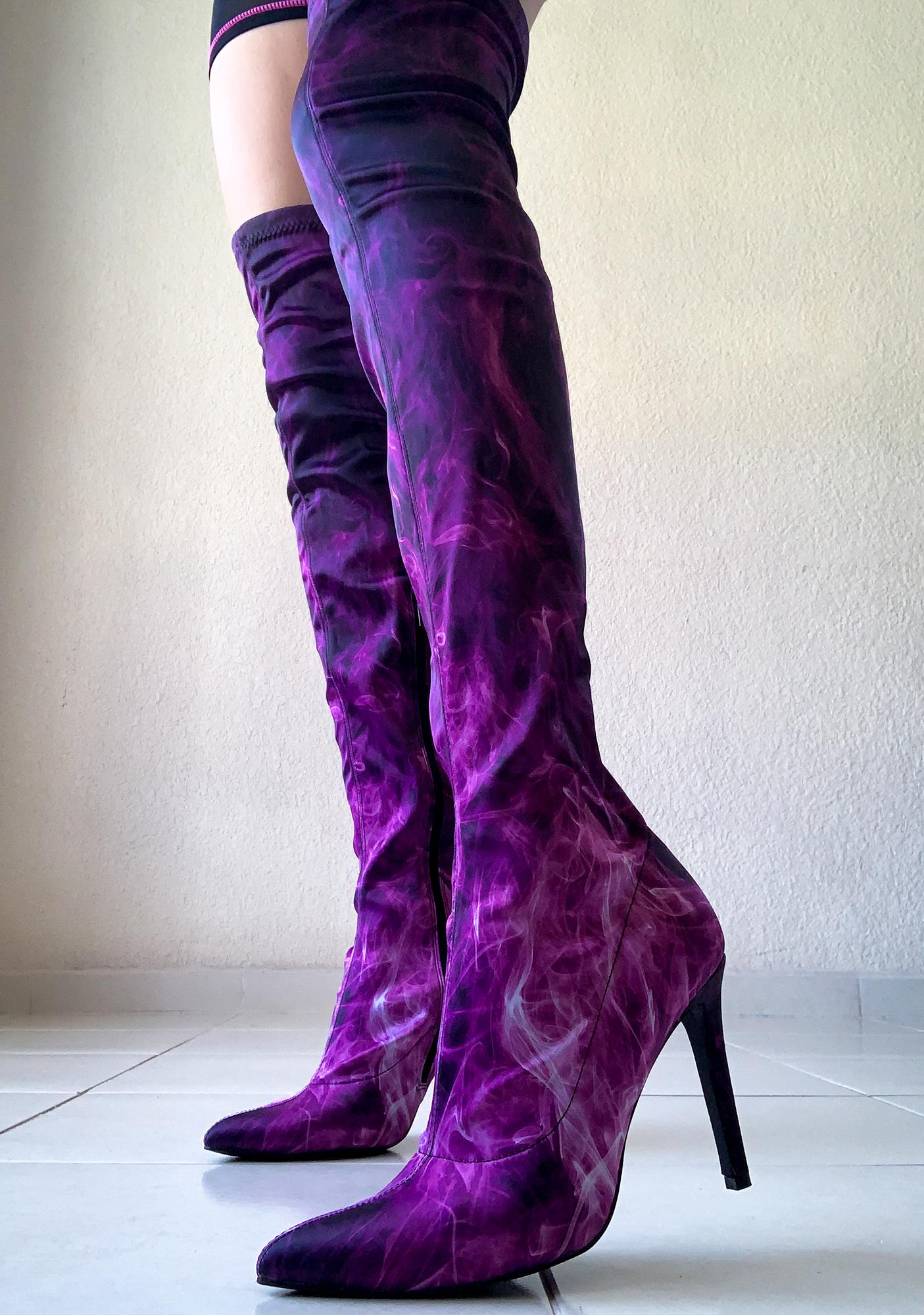 knee high boots purple
