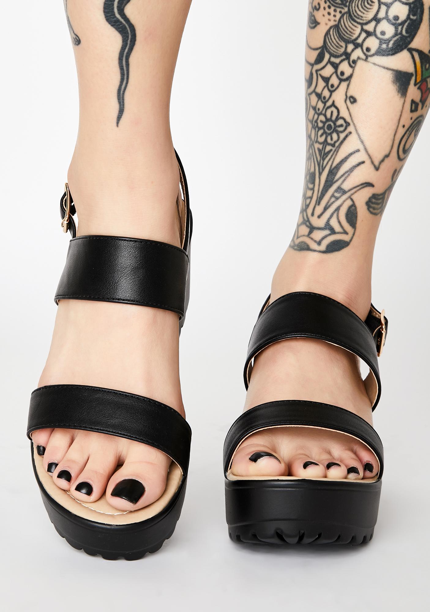 Koi Footwear Black Cleated Platform Sandals | Dolls Kill