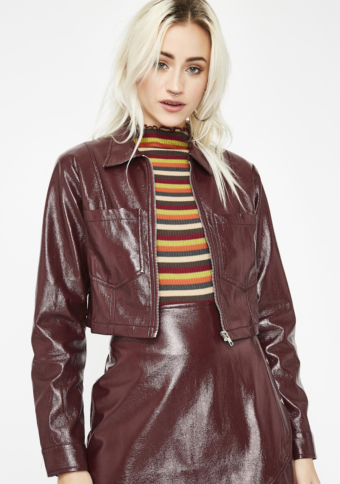 cropped burgundy jacket