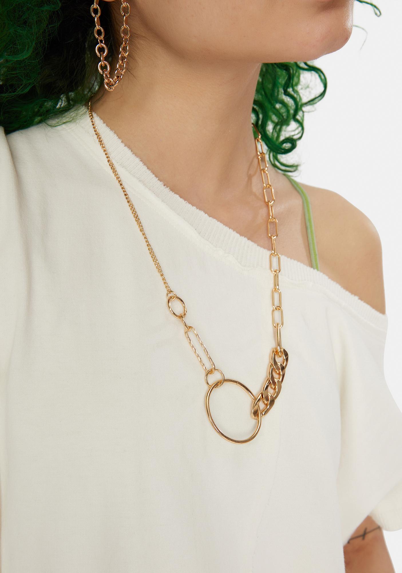 Metallic Multi Chain O Ring Necklace Gold Dolls Kill