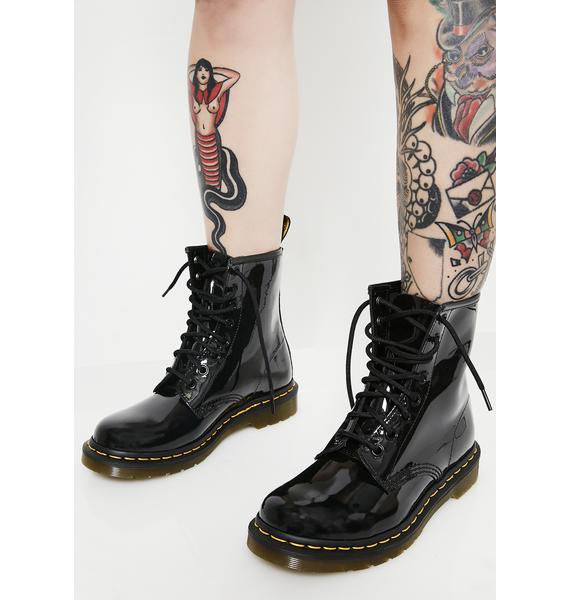 dr martens black patent boots size 5