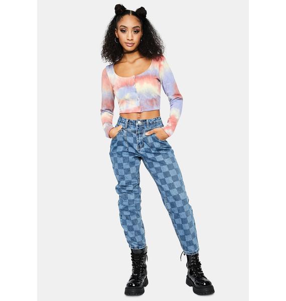 checkered mom jeans