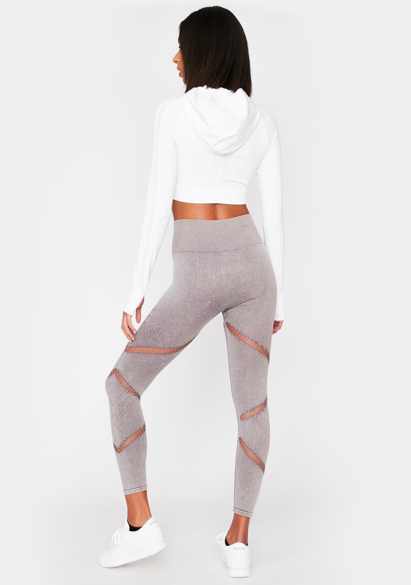 Sporty Perforated Cut Out Leggings - Lavender | Dolls Kill