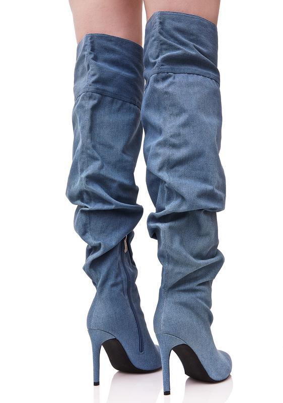 denim slouch boots