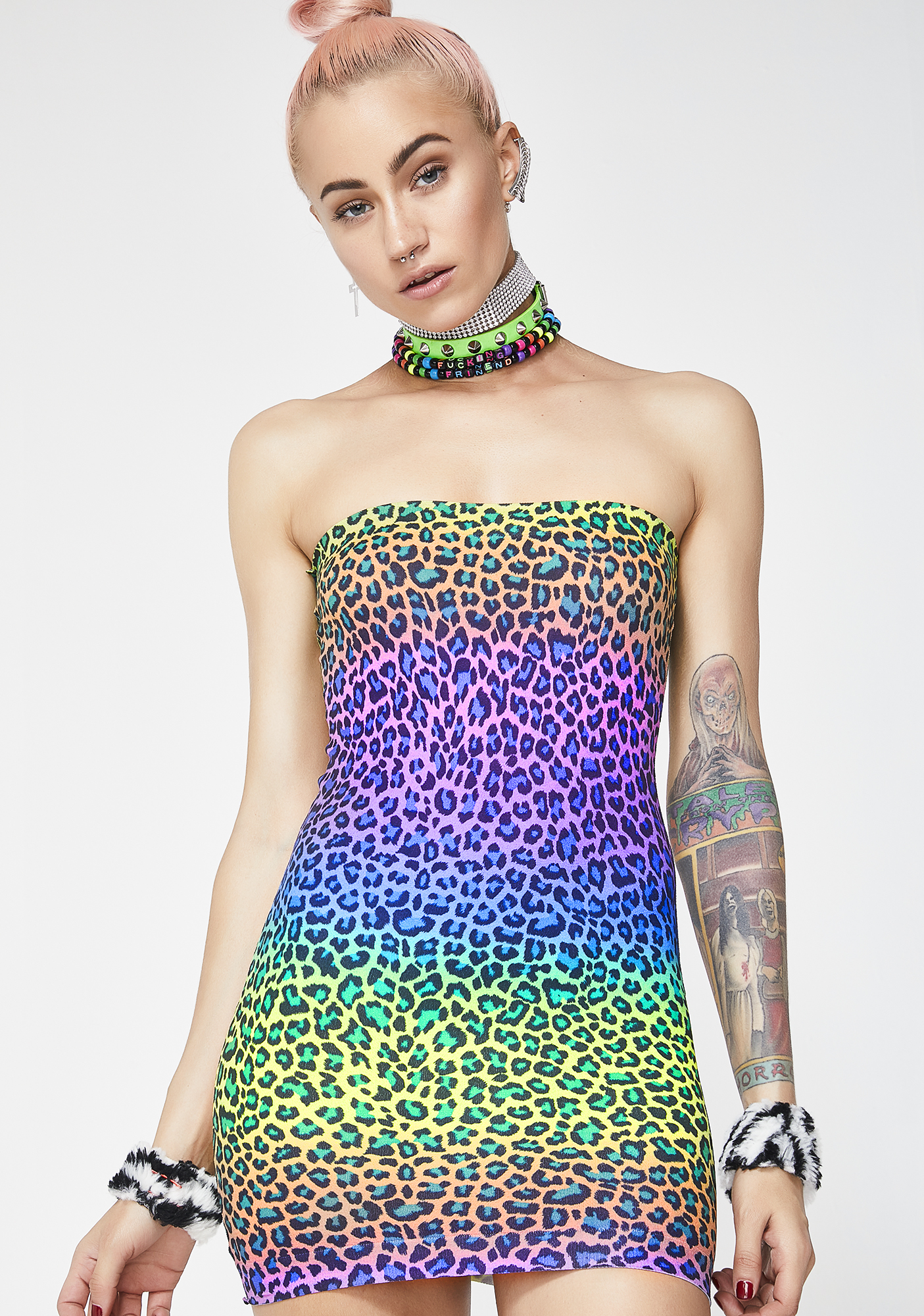 rainbow leopard dress